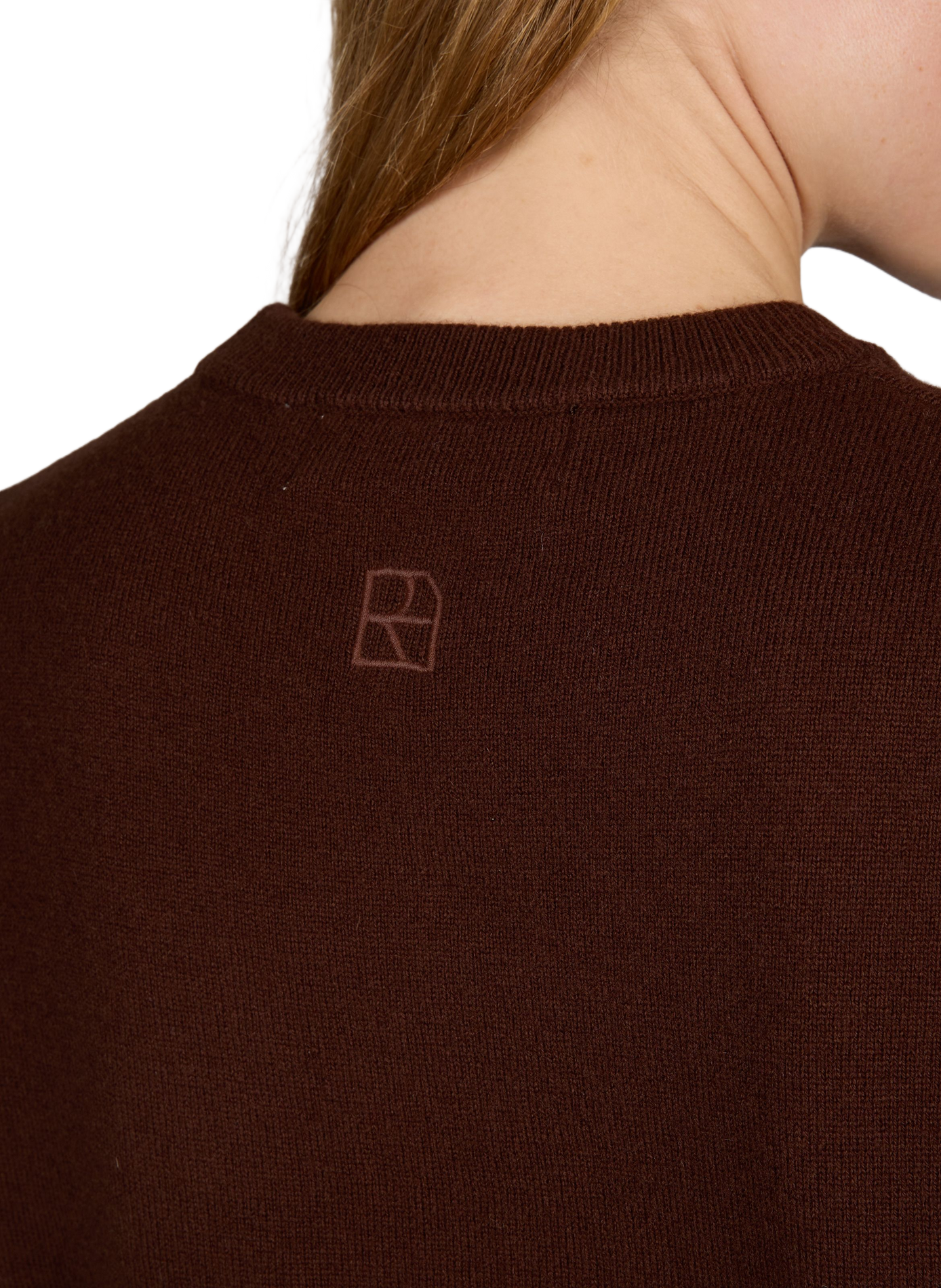 Straight cut round neck wool sweater ROUGE EDIT Brown