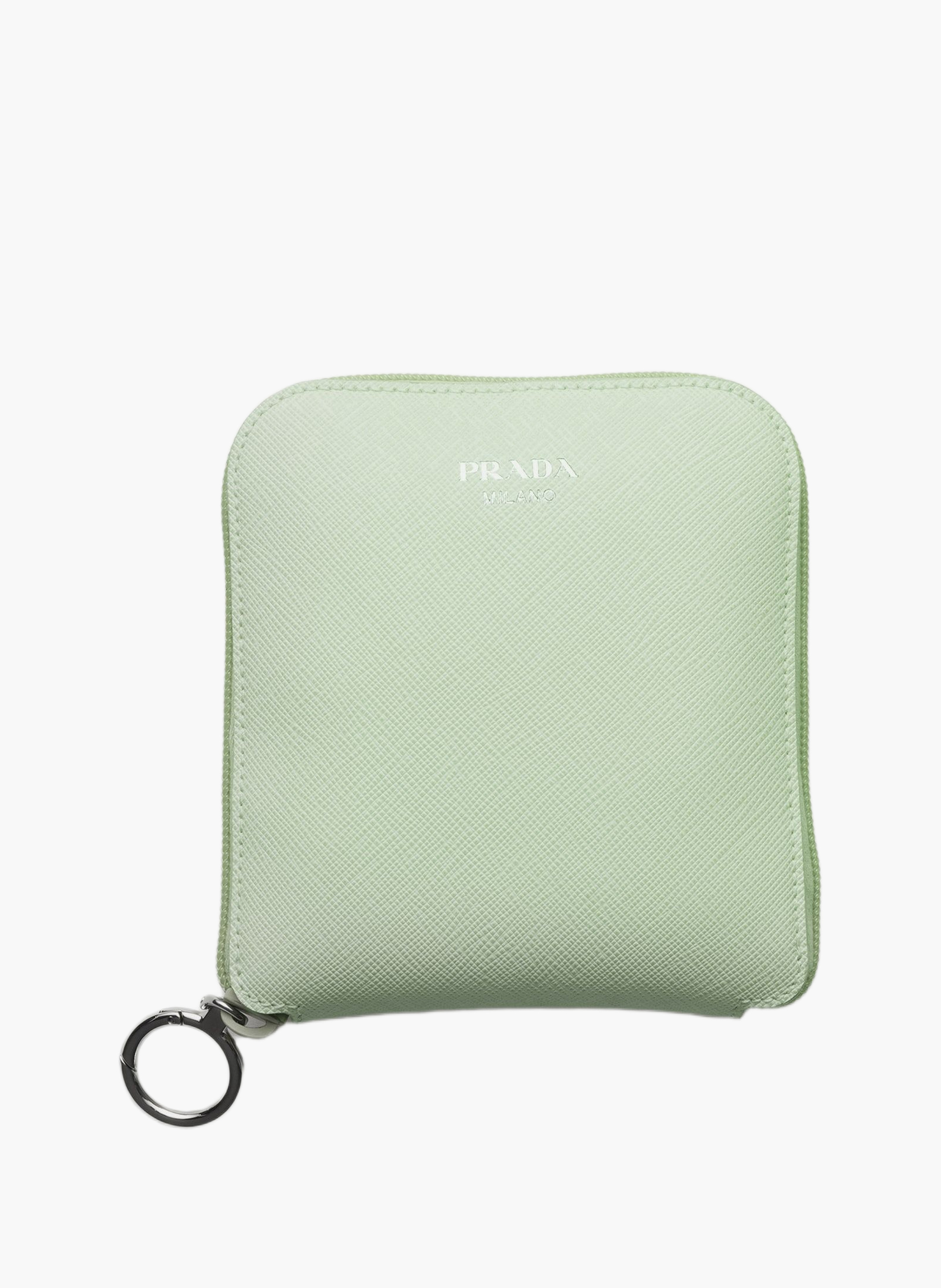 Pendentif en cuir saffiano avec sac cabas en re-ny PRADA Vert