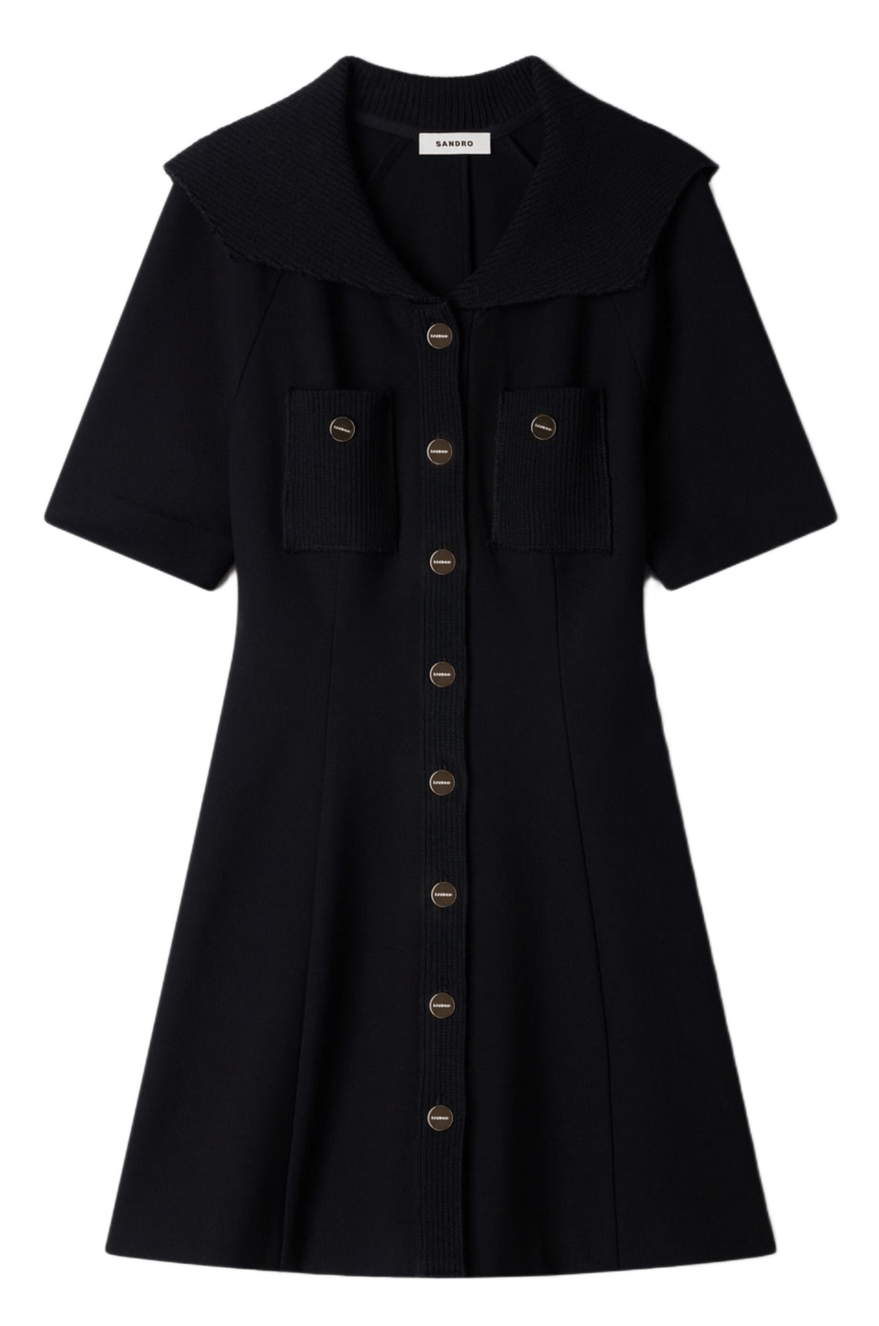 Robe courte cintrée à boutons unie SANDRO Noir