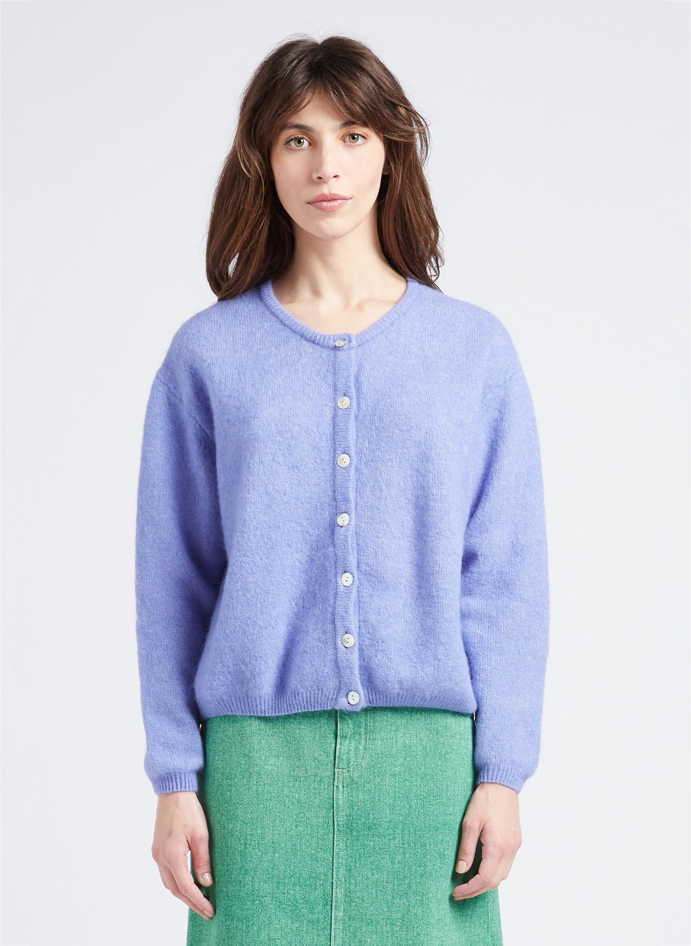 GILET COL ROND EN LAINE MAILLéE MéLANGéE VITOW - AMERICAN VINTAGE pour ...