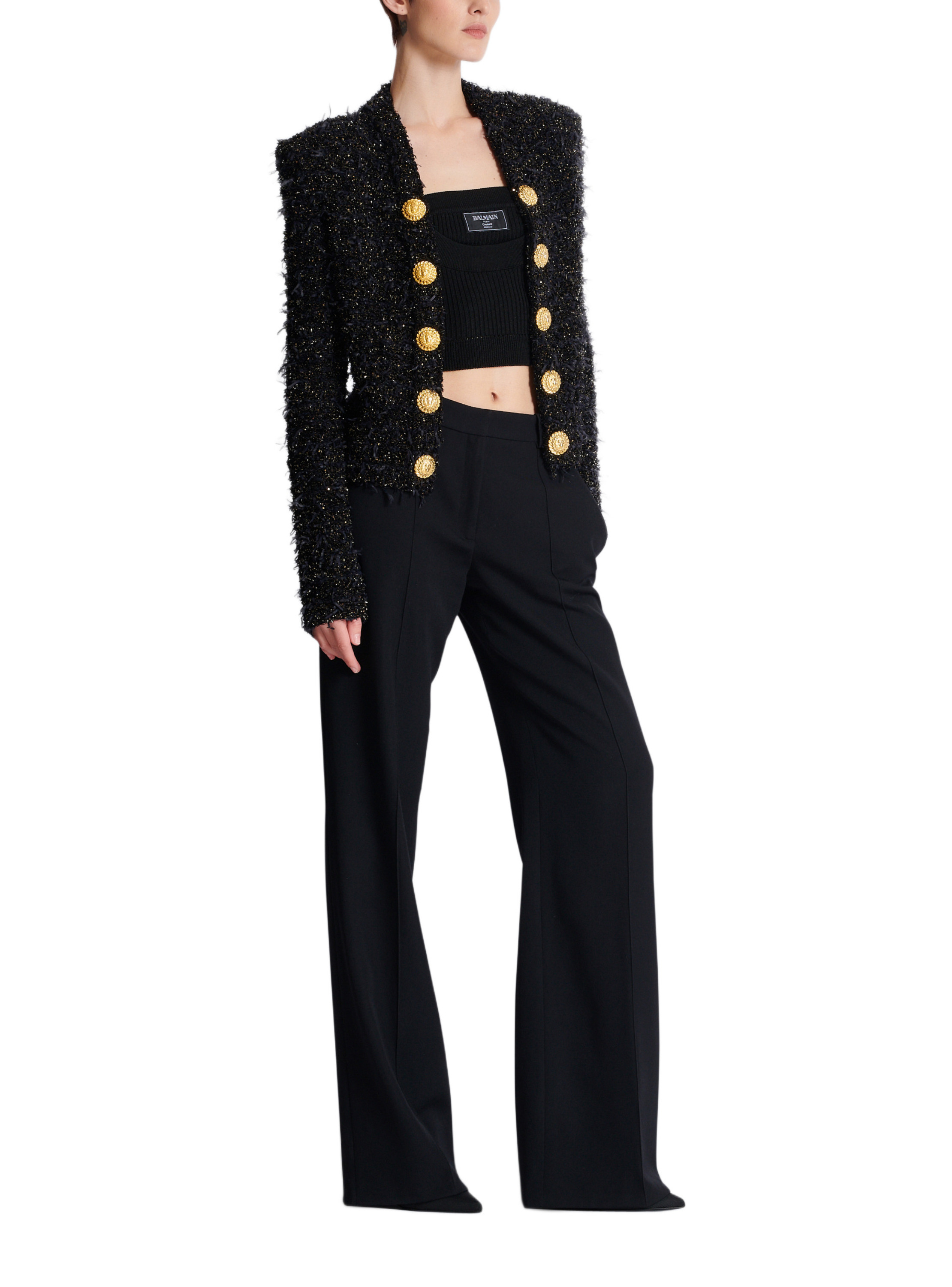 Veste bord à bord en tweed BALMAIN Noir