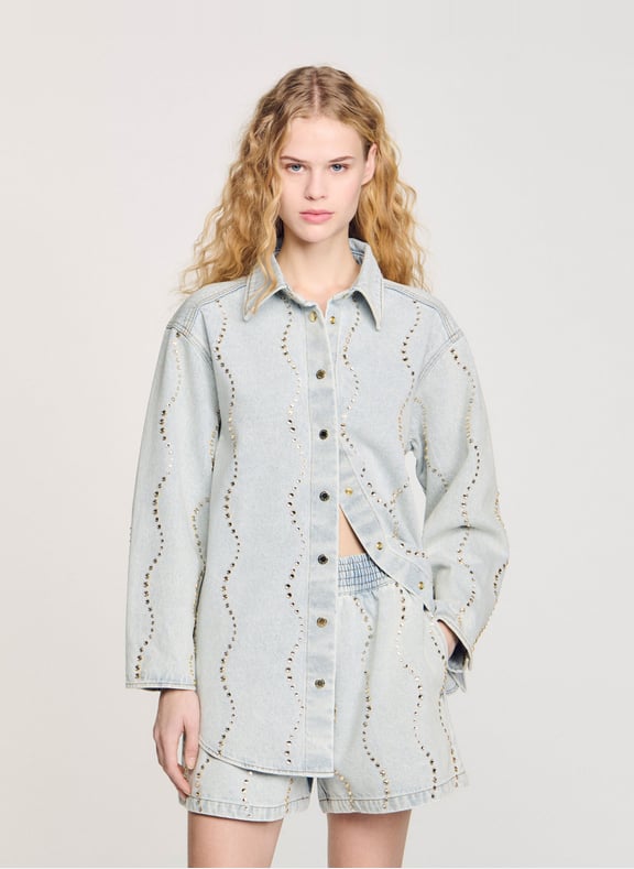 Chemise droite en coton Bleu by SANDRO SANDRO Chemise droite en coton Bleu