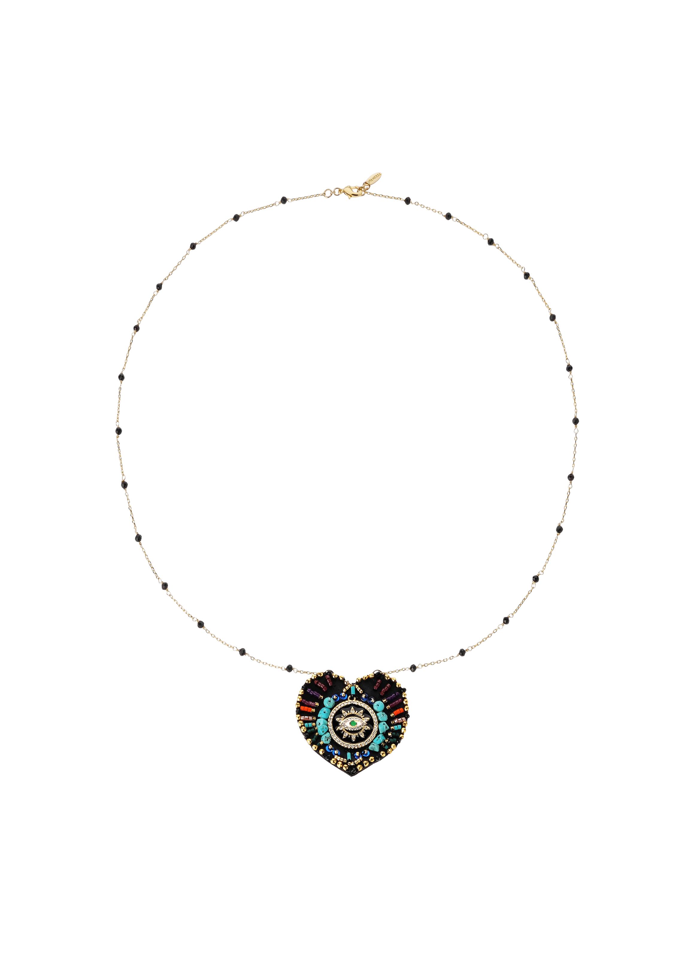 Collier chaîne avec charm central avec perles janeira HIPANEMA Noir