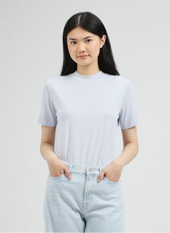 T-shirt à col cheminée en lyocell Bleu by CALVIN KLEIN CALVIN KLEIN T-shirt à col cheminée en lyocell Bleu