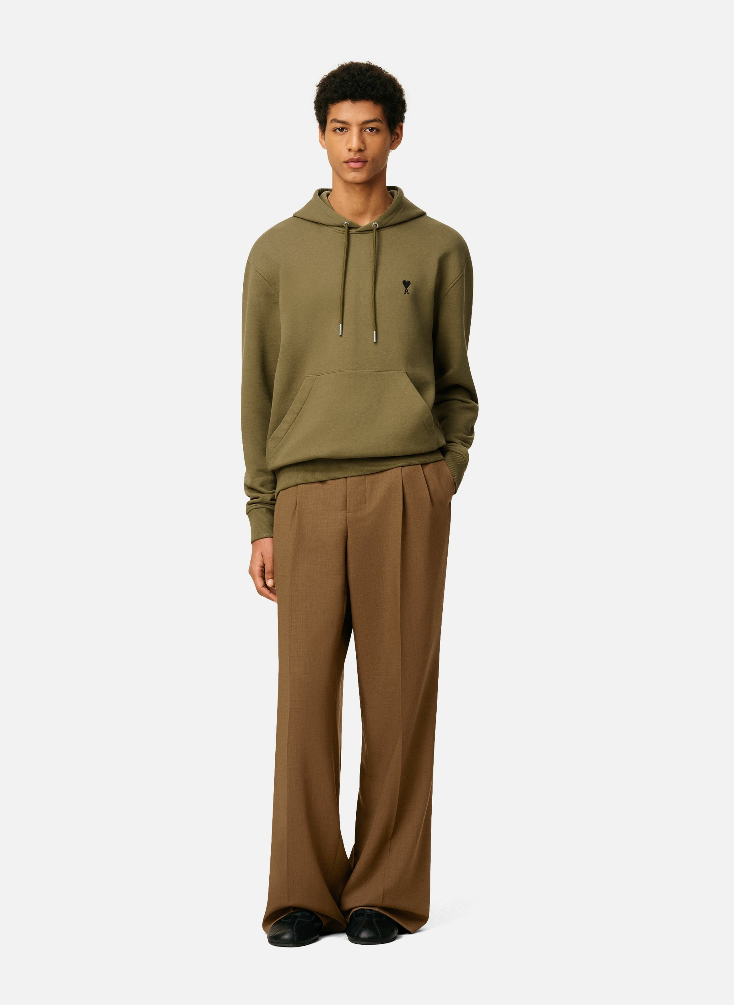 Hoodie ami de coeur en coton AMI PARIS Vert