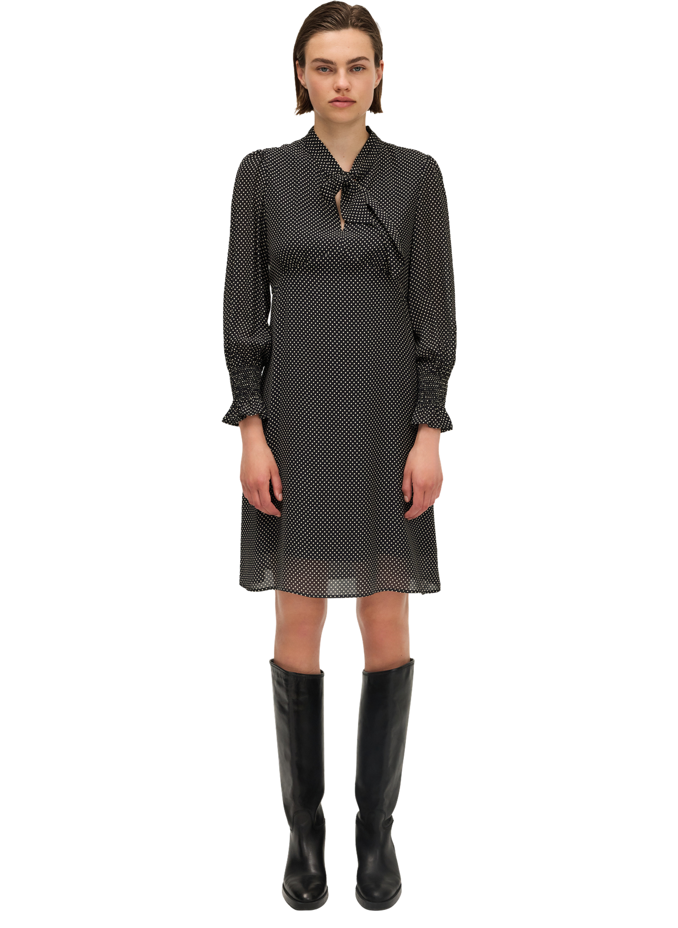 Robe courte et cintrée à pois - lyviane PABLO Noir