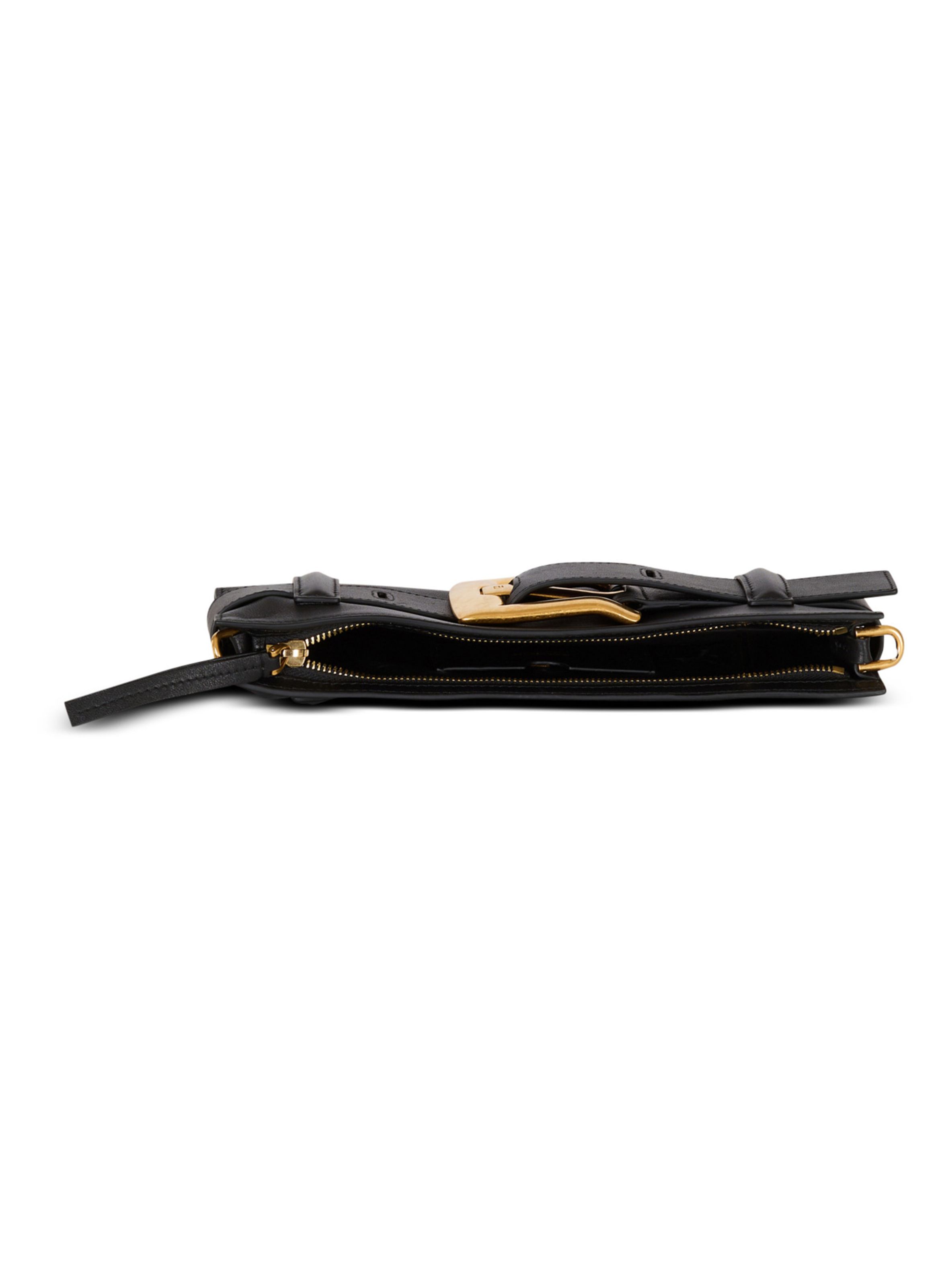 Pochette anthem en cuir de veau BALMAIN Noir