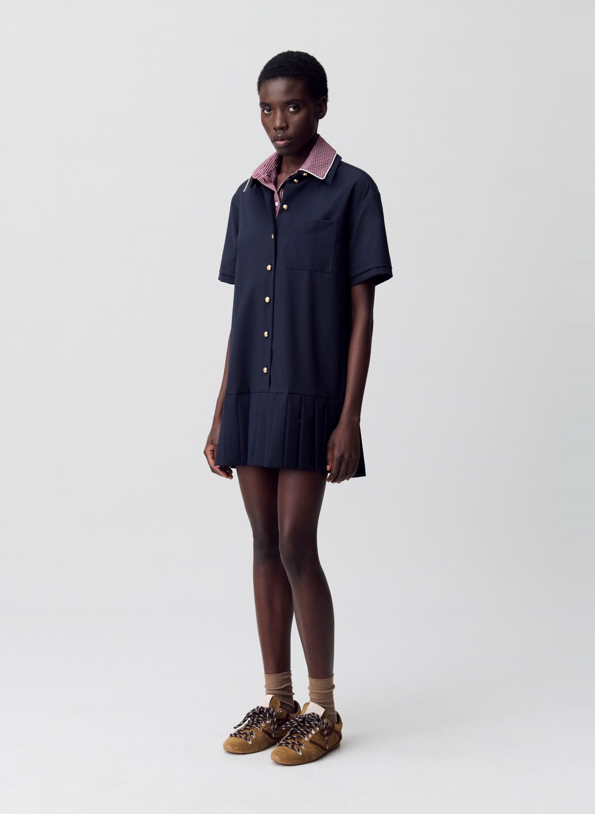 Robe courte col classique en laine mélangée rosaliabis CLAUDIE PIERLOT Bleu