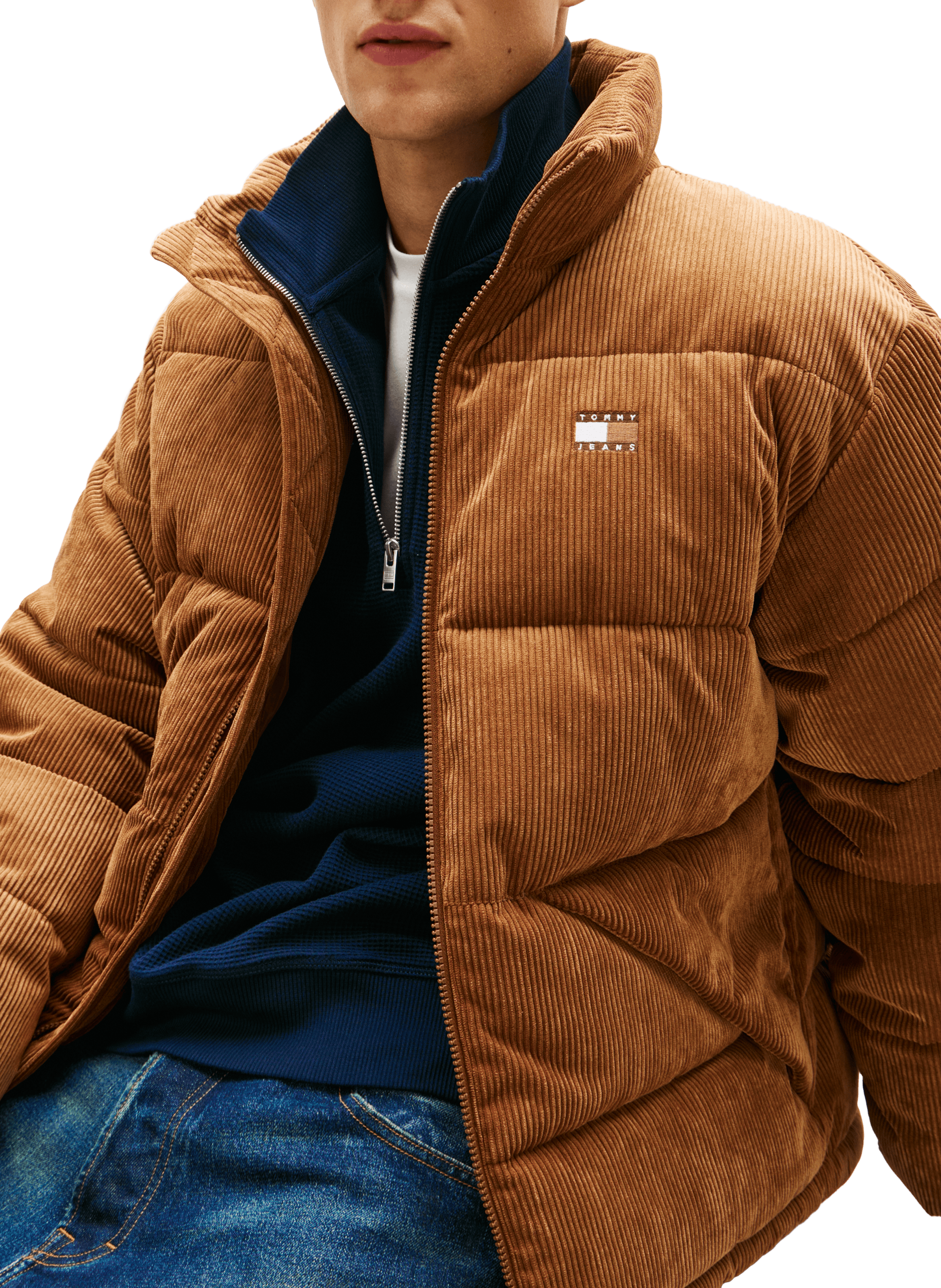 Water-repellent corduroy puffer jacket TOMMY HILFIGER Brown