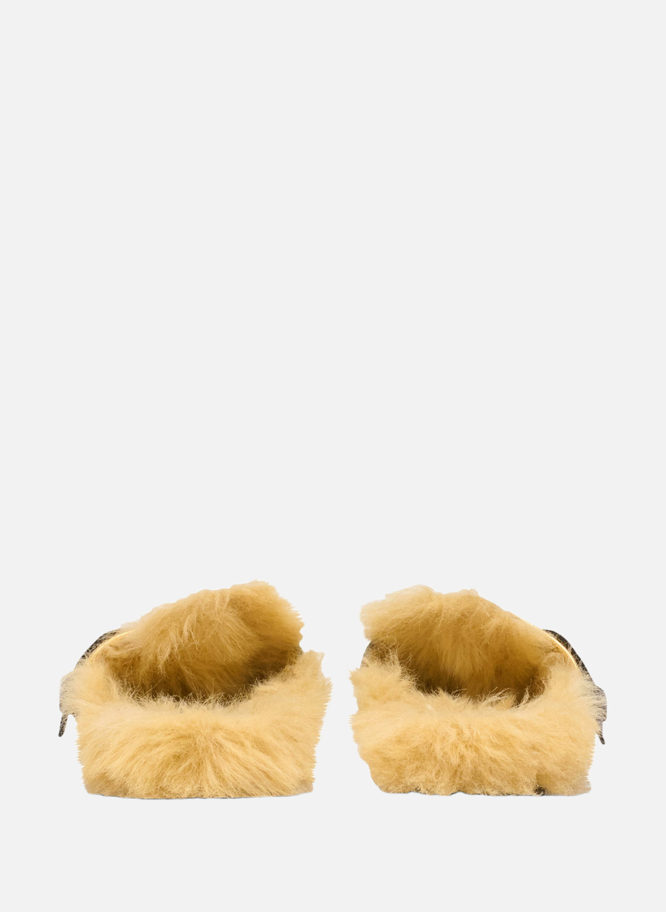 Mules plates en cuir fourré BALMAIN Noir