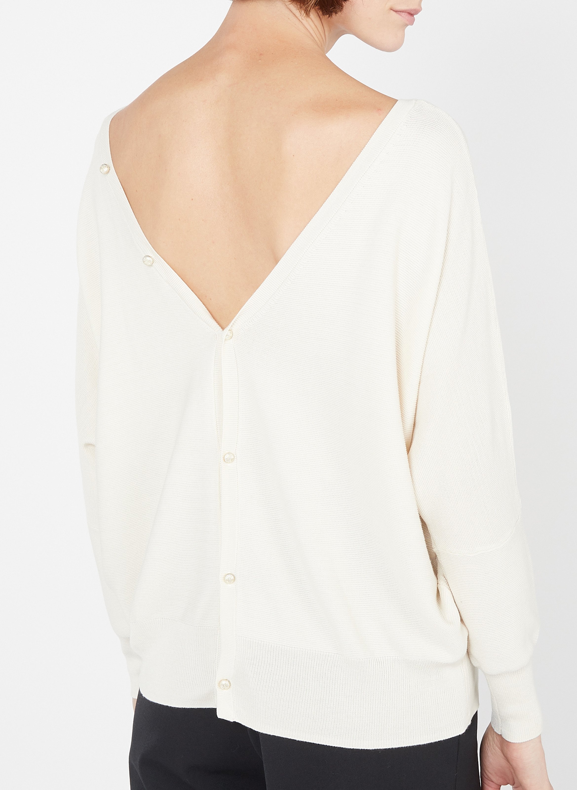 Gilet boutonné col v en coton mélangé elsy Beige