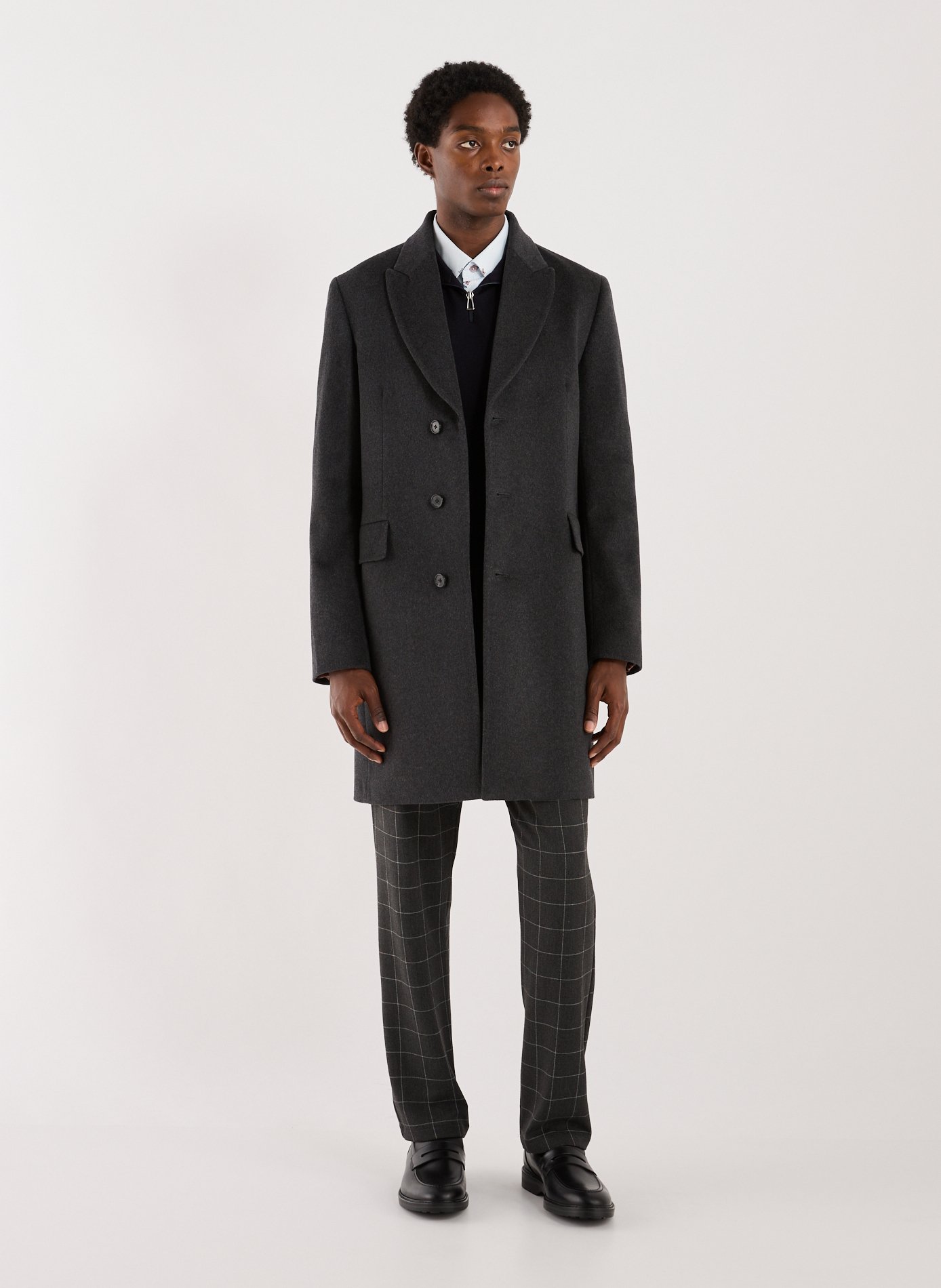 Long wool and cashmere blend solid coat PAUL SMITH Grey