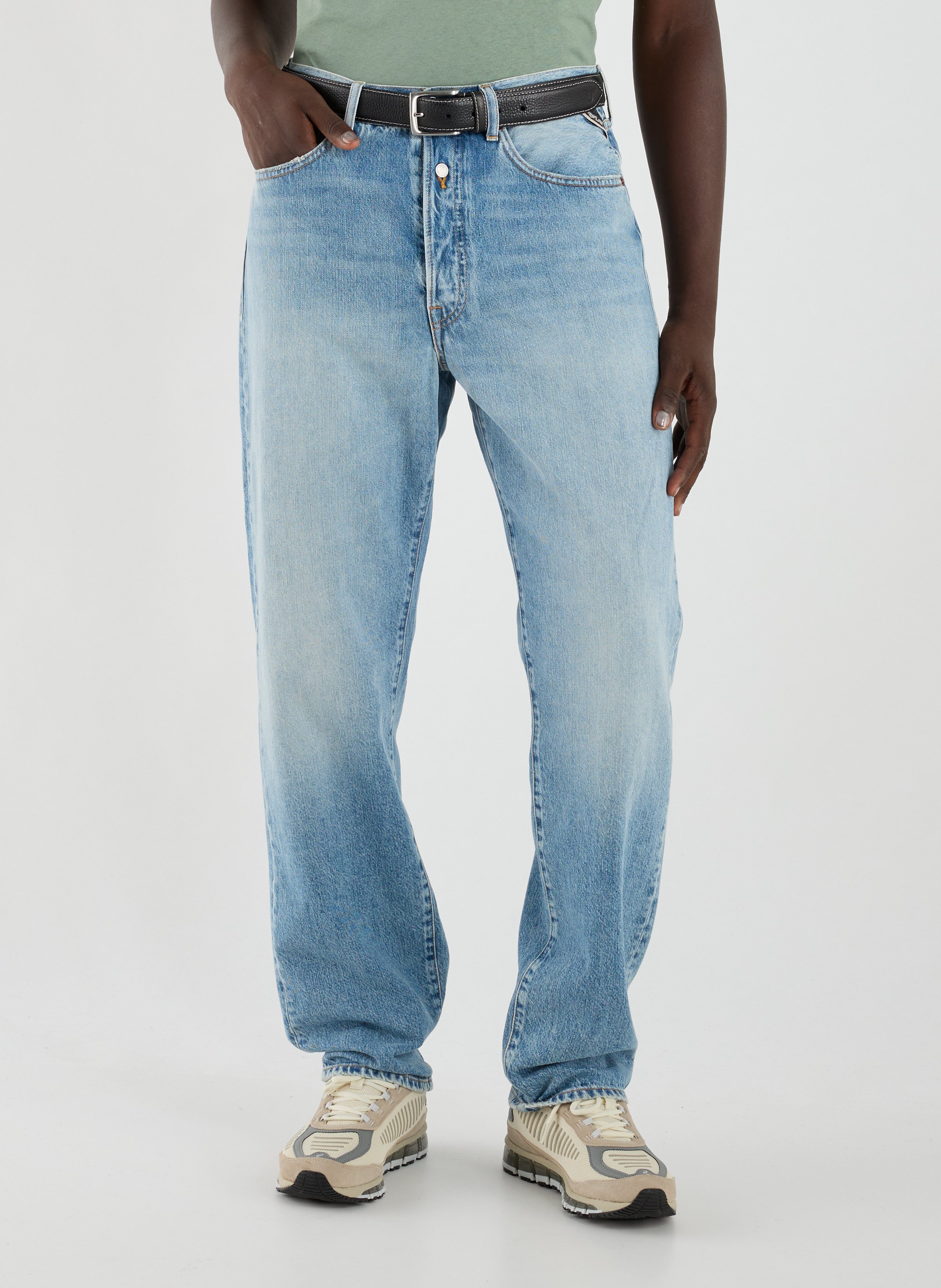 REPLAY Jeans droit en coton Bleu