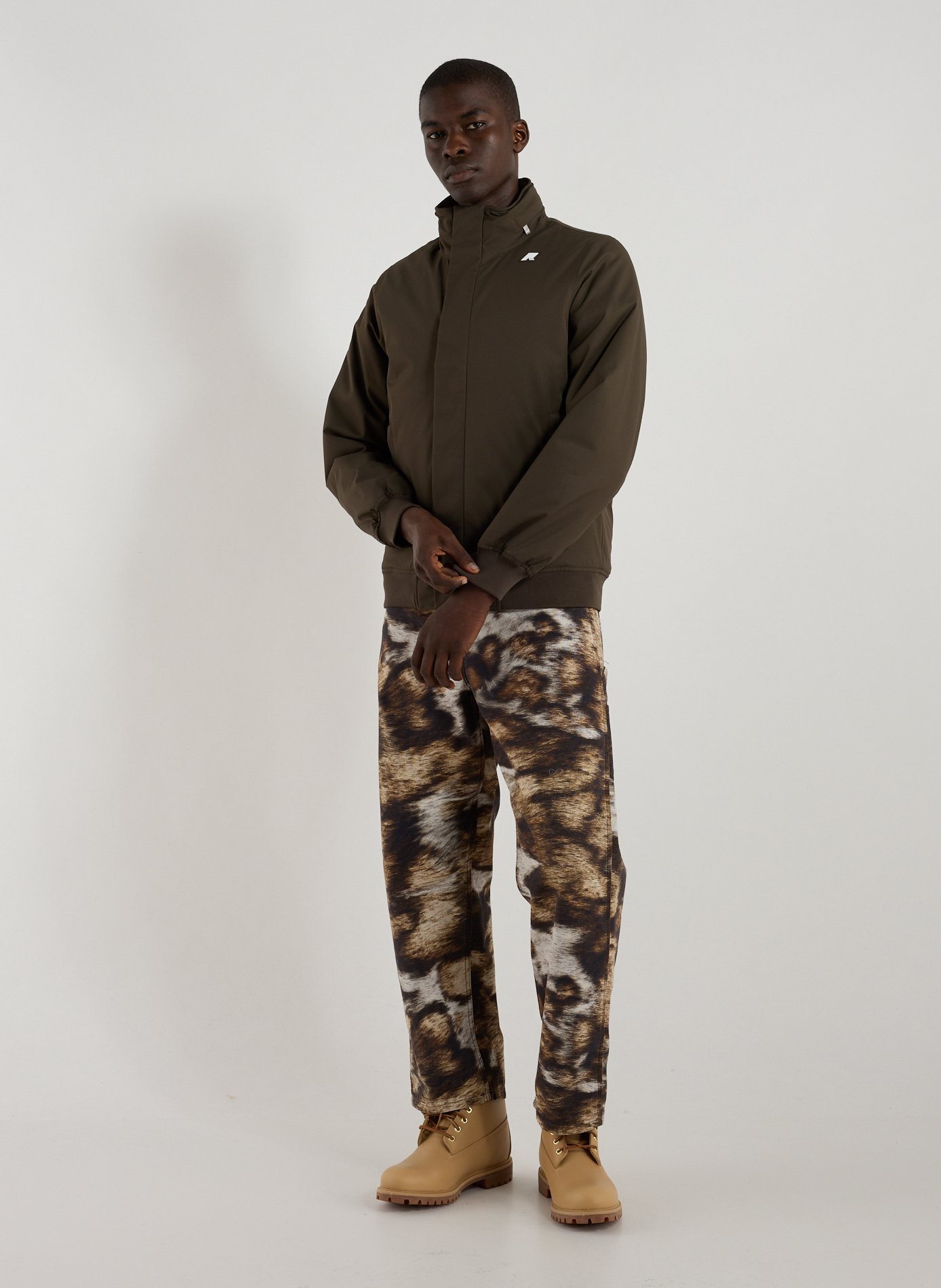 Parka unie à col montant K-WAY Kaki