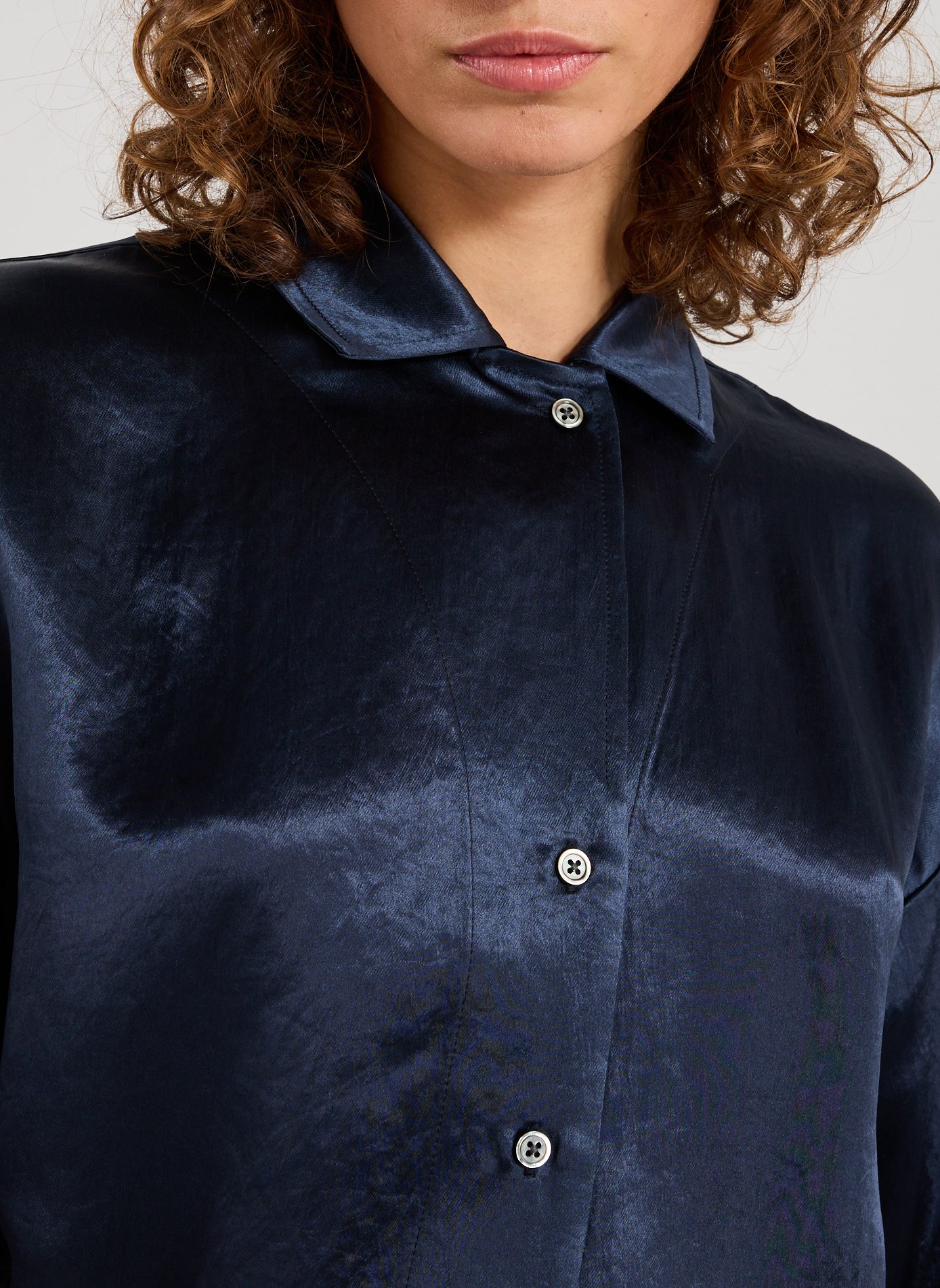 Chemise satinée col classique en acétate BELLEROSE Bleu