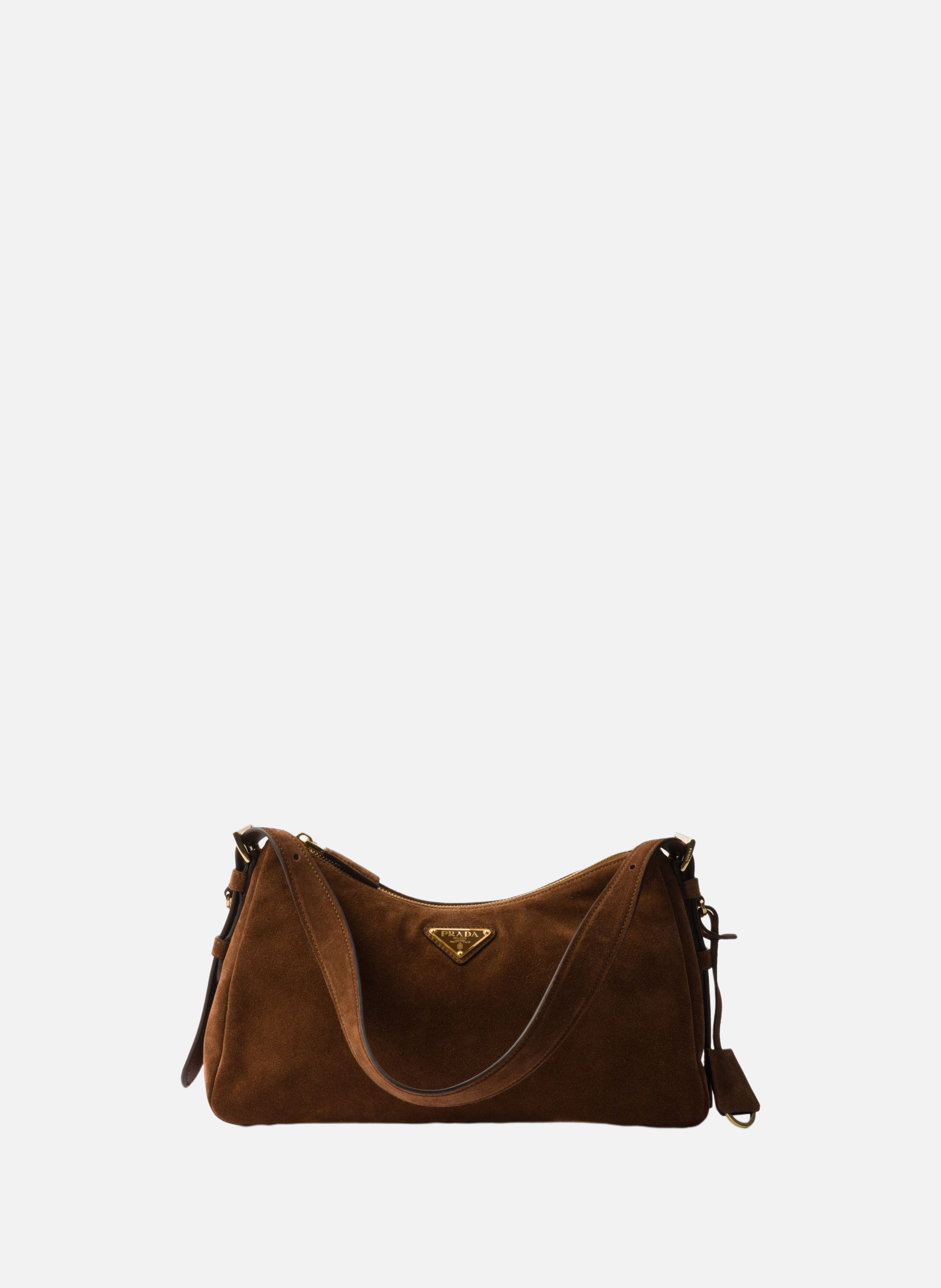 Sac à bandoulière prada aimée en veau velours PRADA Marron