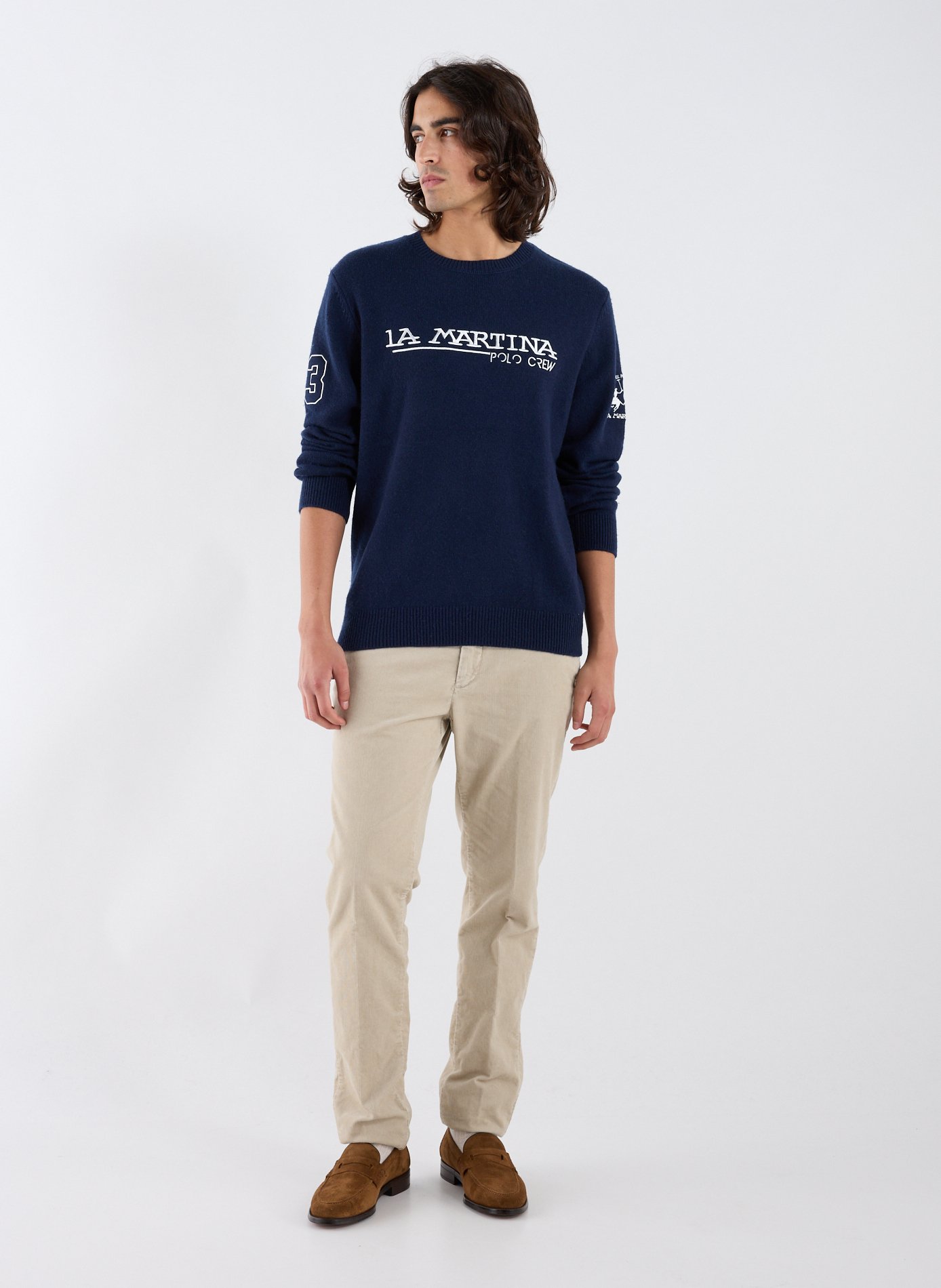 Pull col rond à logo LA MARTINA Bleu