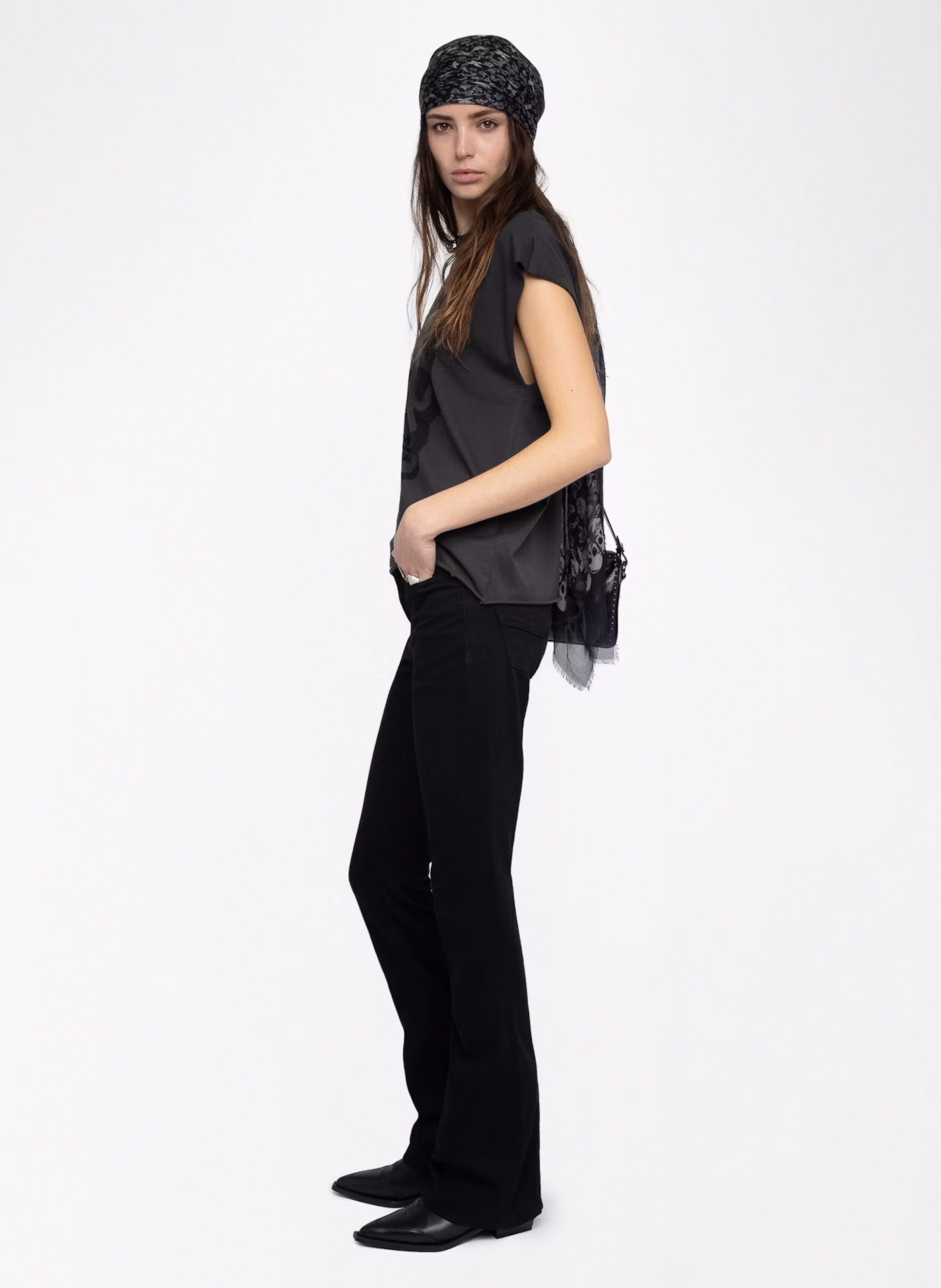 Tee-shirt droit col rond en coton cloe Gris