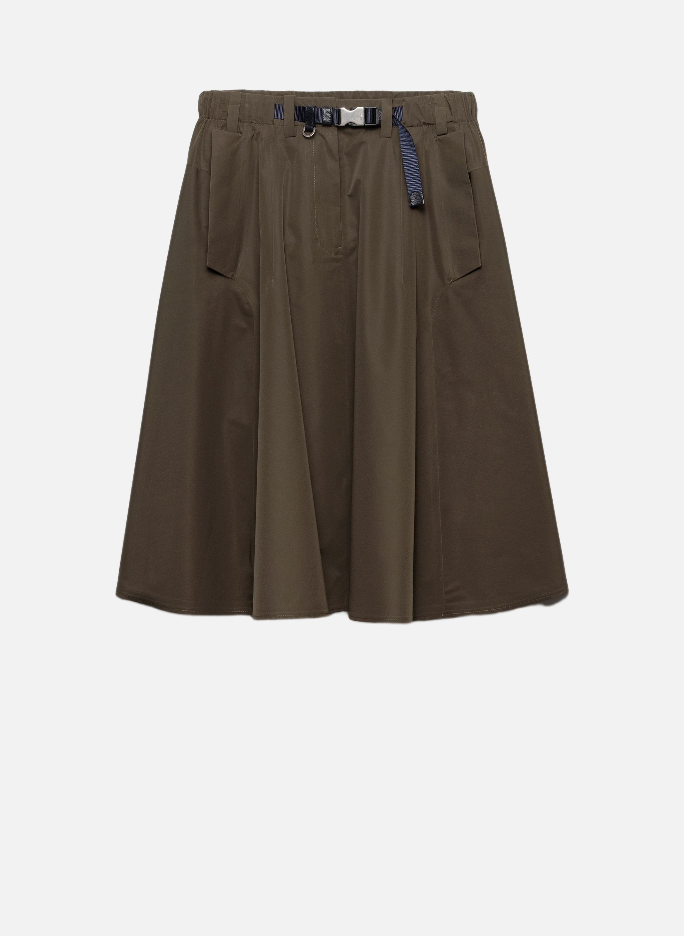 Jupe corolle en tissu technique PRADA Vert