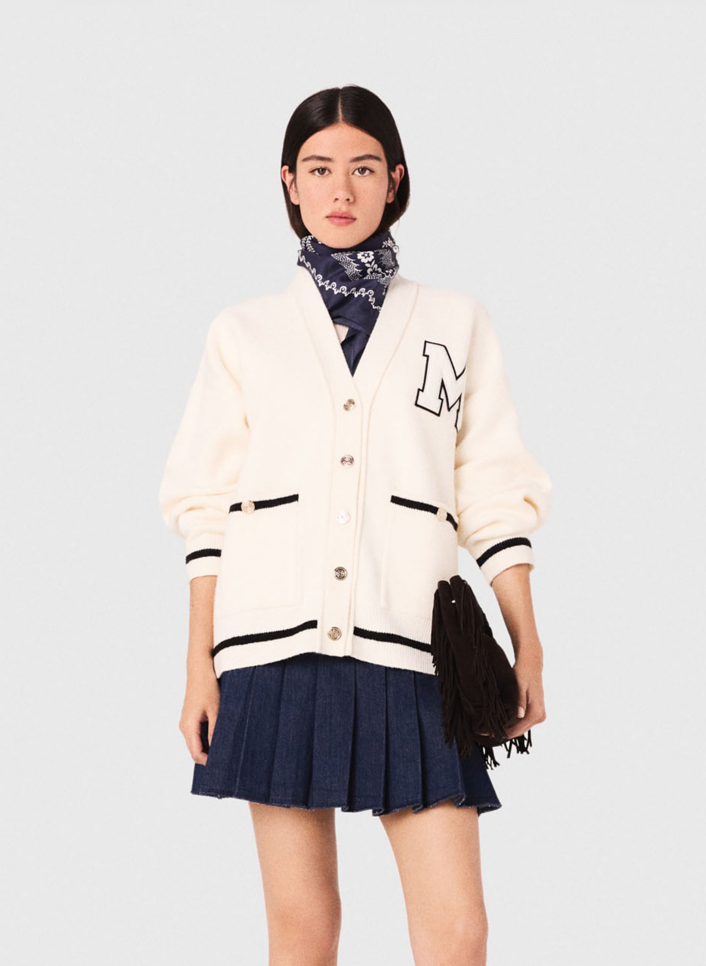 Gilet col v MAJE Beige