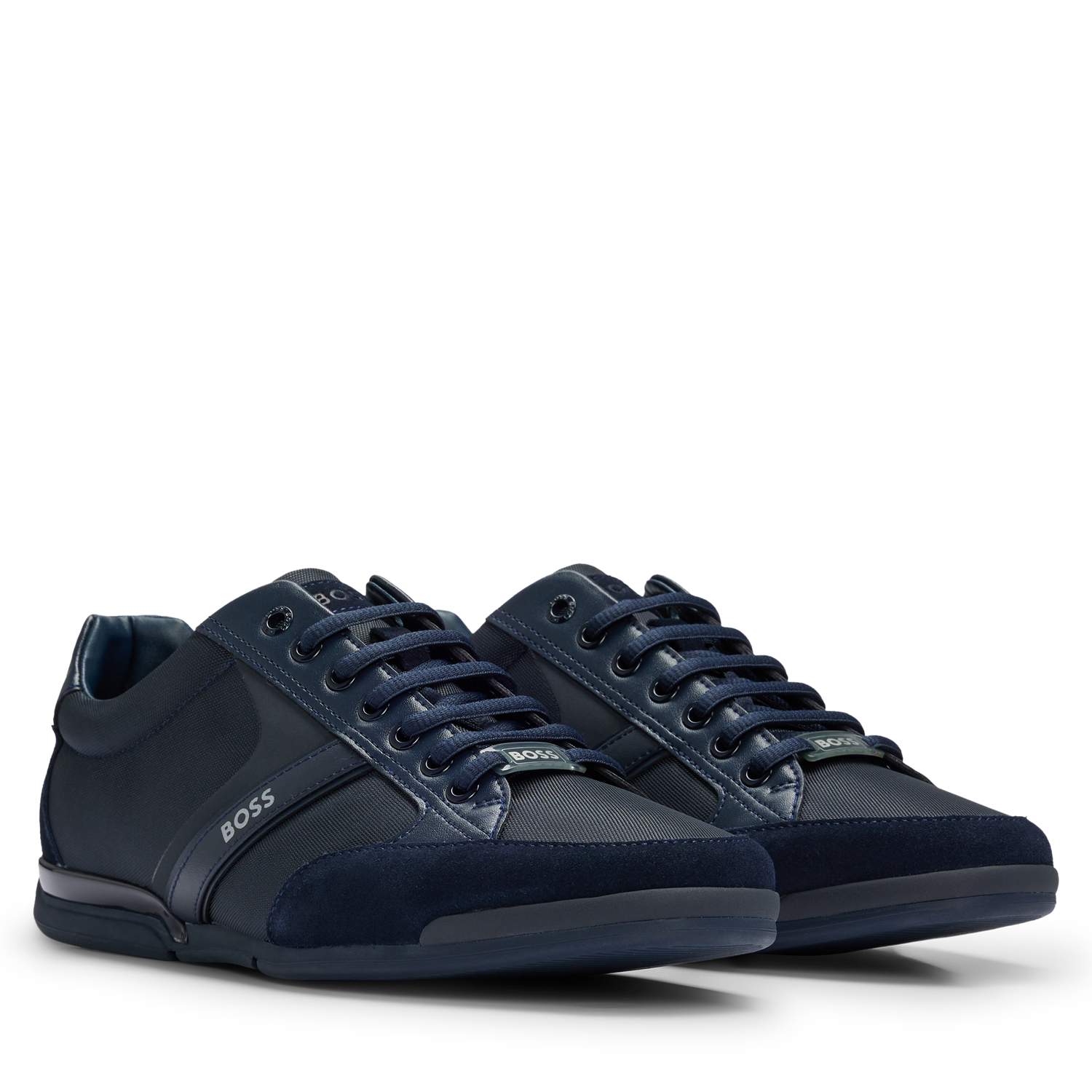 Baskets basses en cuir mélangé BOSS Noir