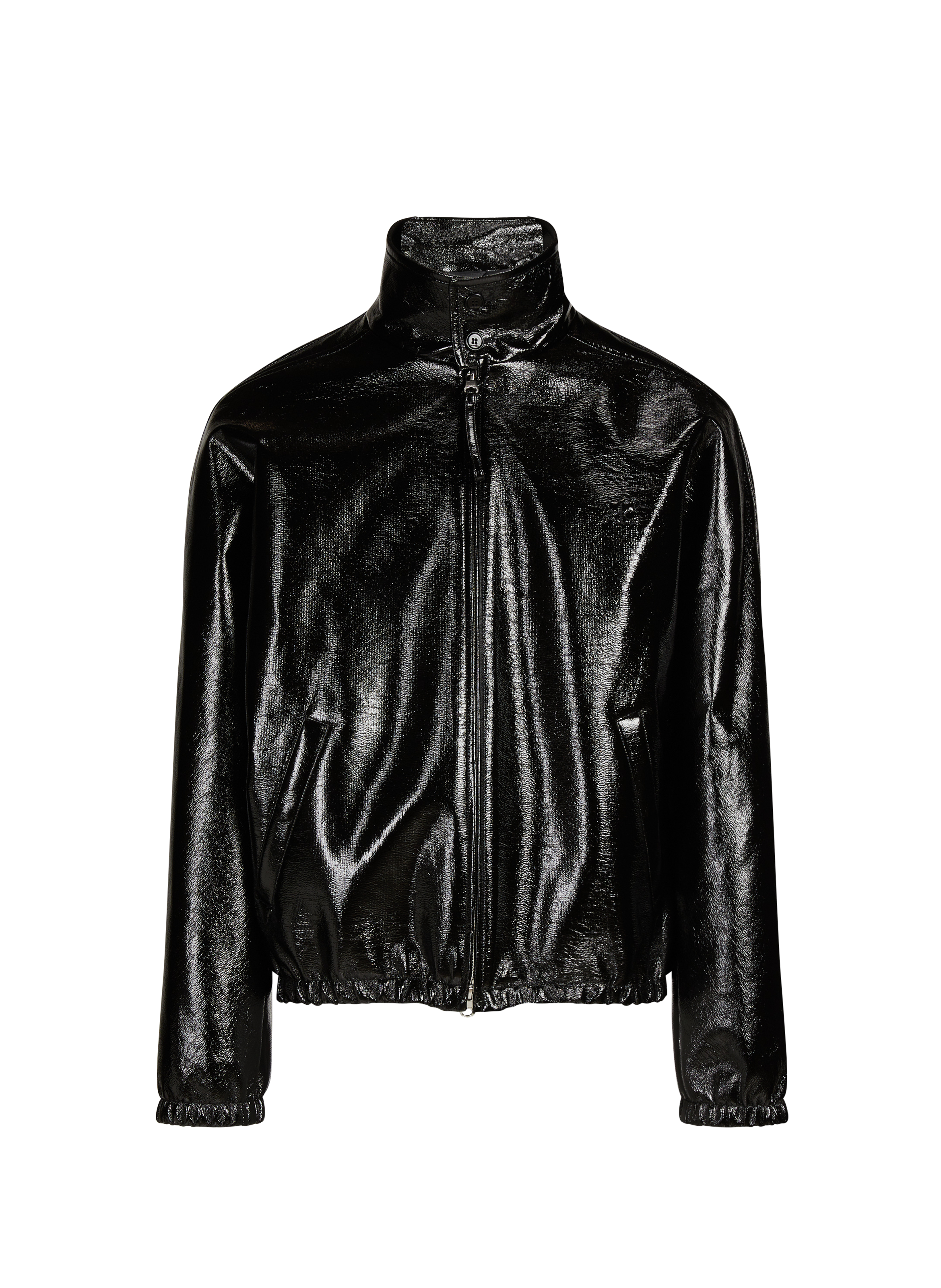 Oversized shiny cotton blend jacket COURRÈGES Black