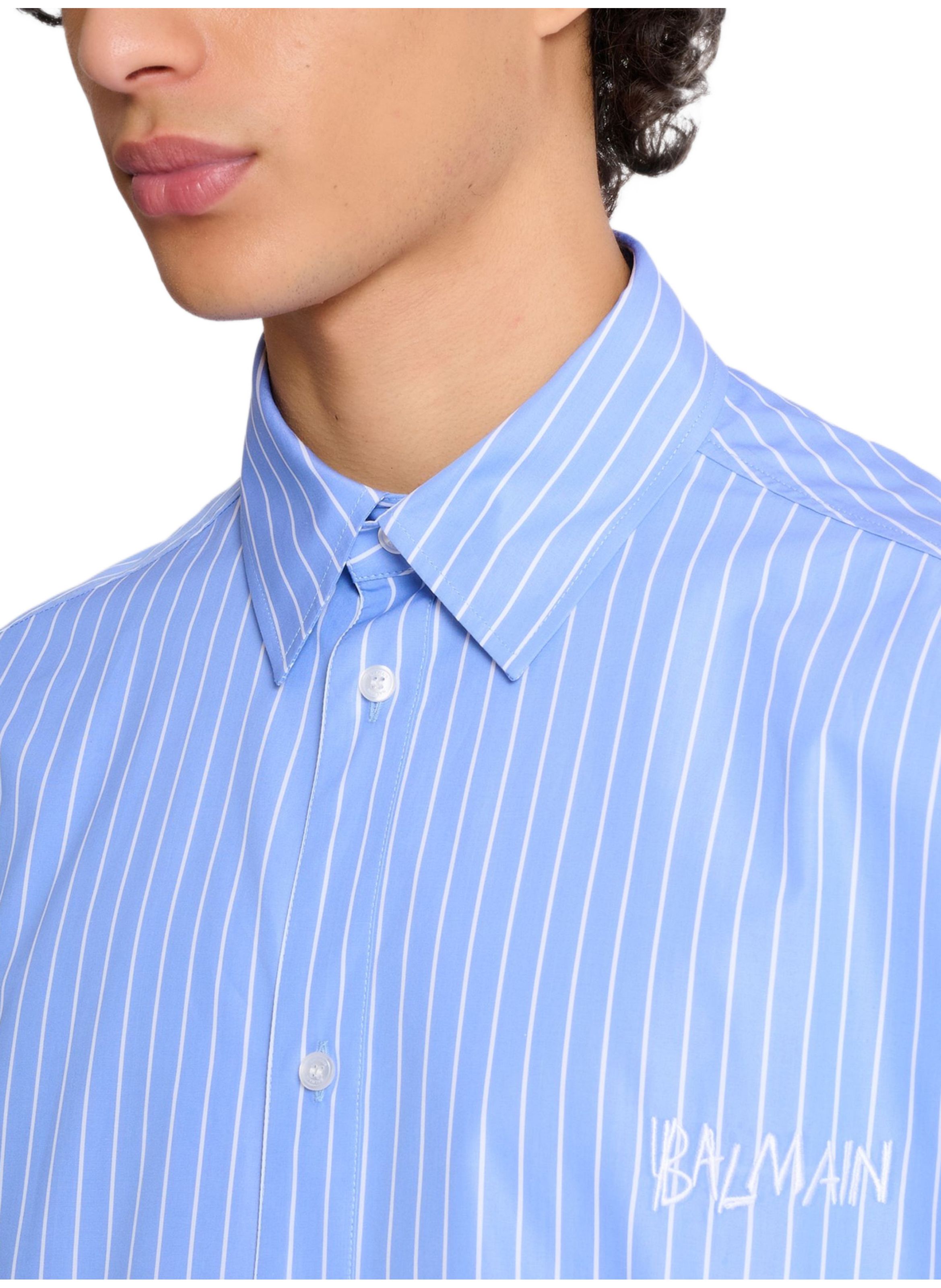 Chemise décontractée à rayures BALMAIN Bleu