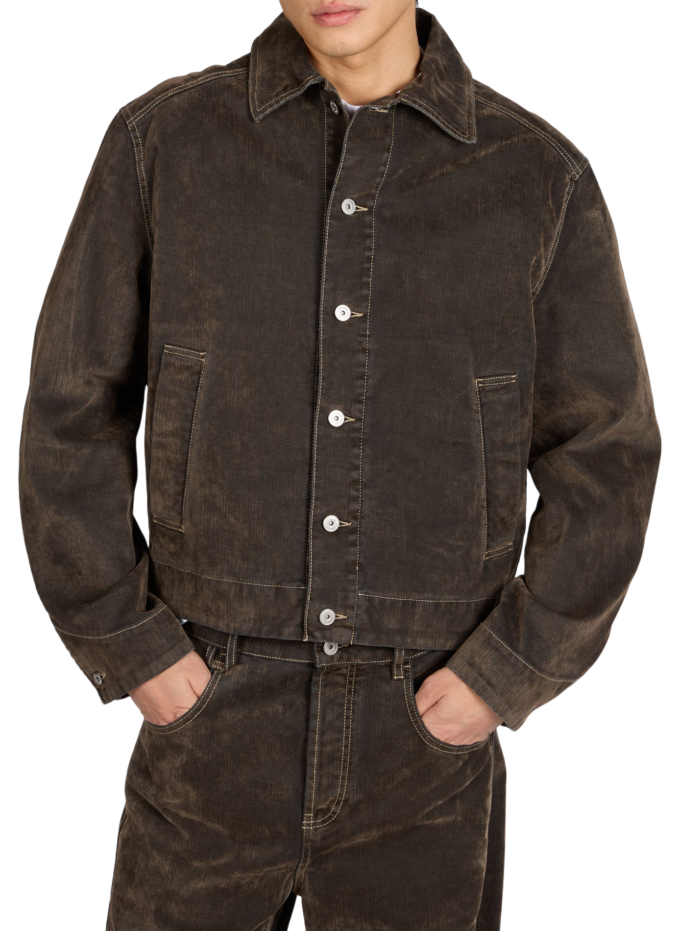 Mirada straight denim cotton jacket JACQUEMUS Brown