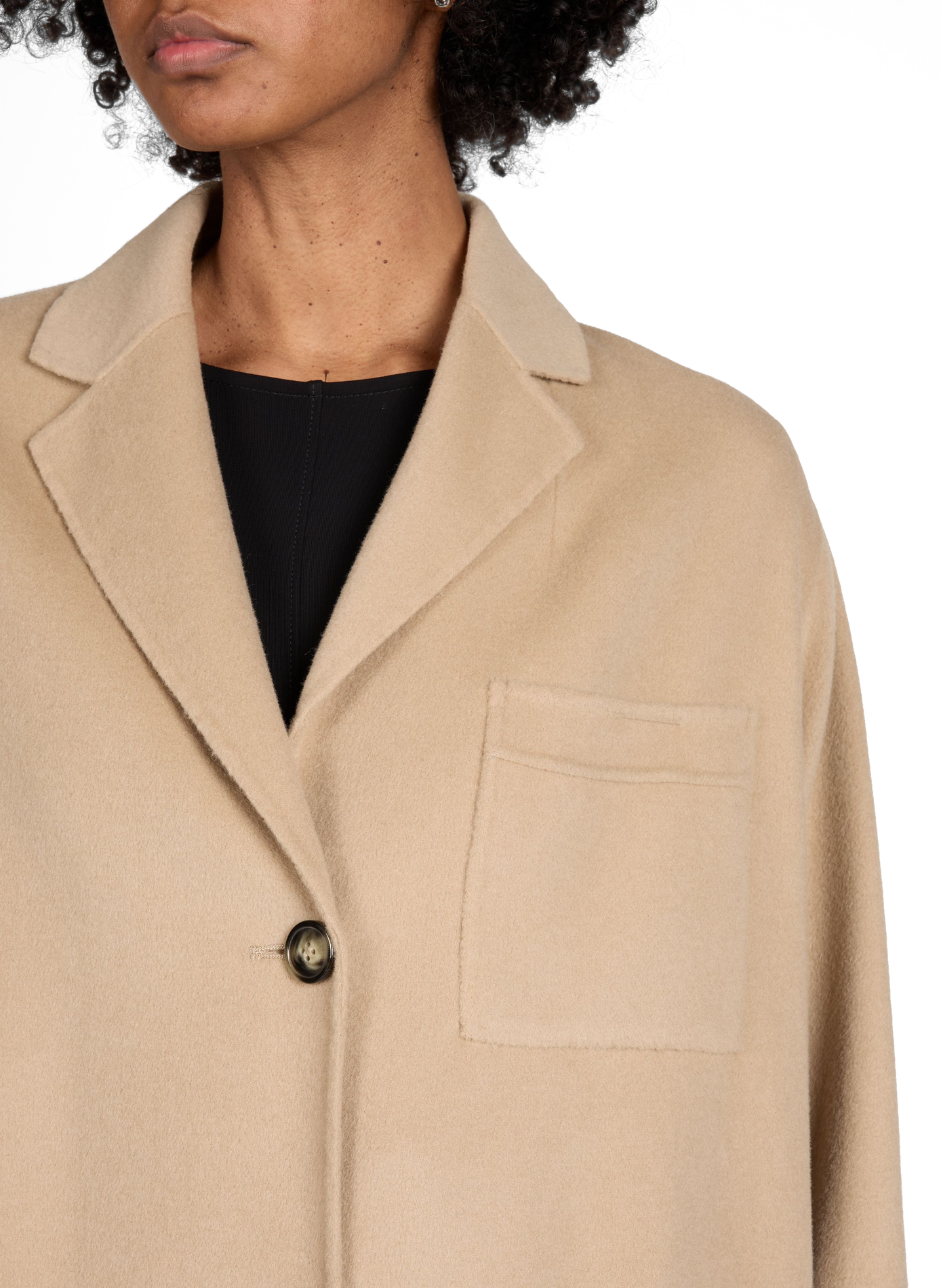 Long coat with tailored collar in blended virgin wool WEEK END Brown