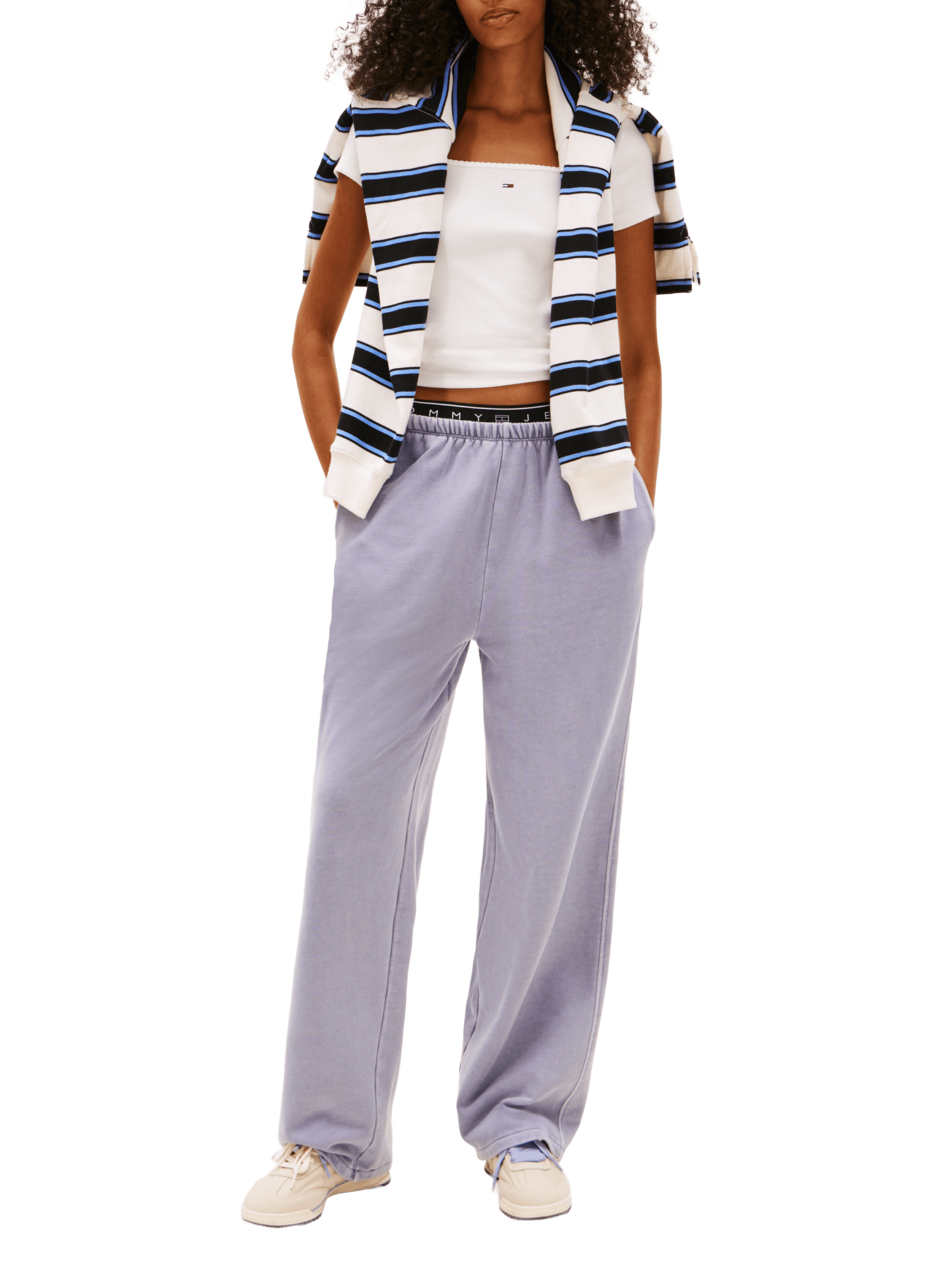 T-shirt côtelé en coton mélangé TOMMY HILFIGER Blanc