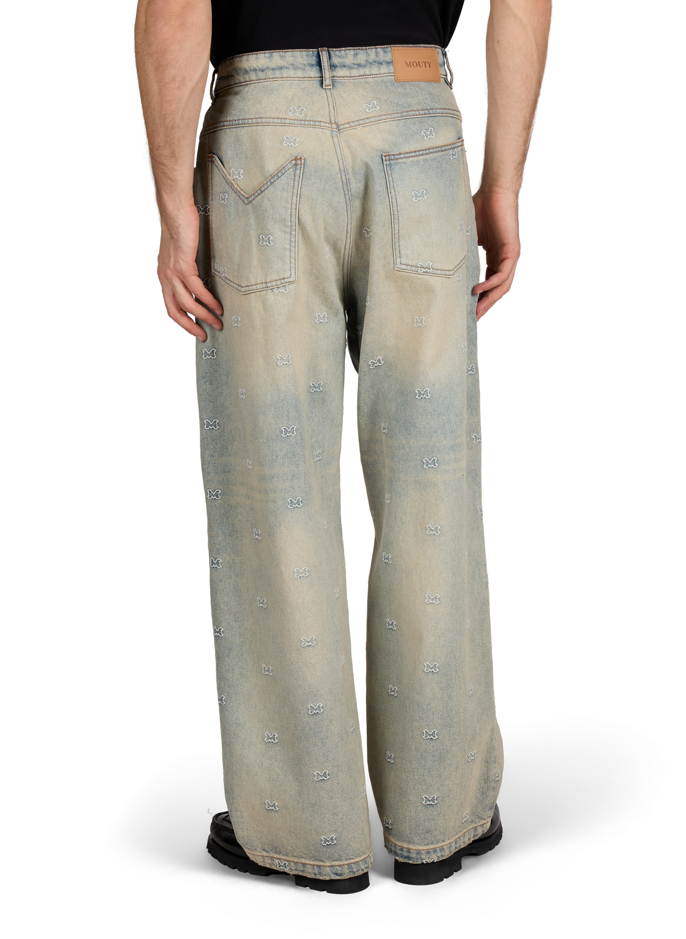 Jeans délavé en coton MOUTY Bleu