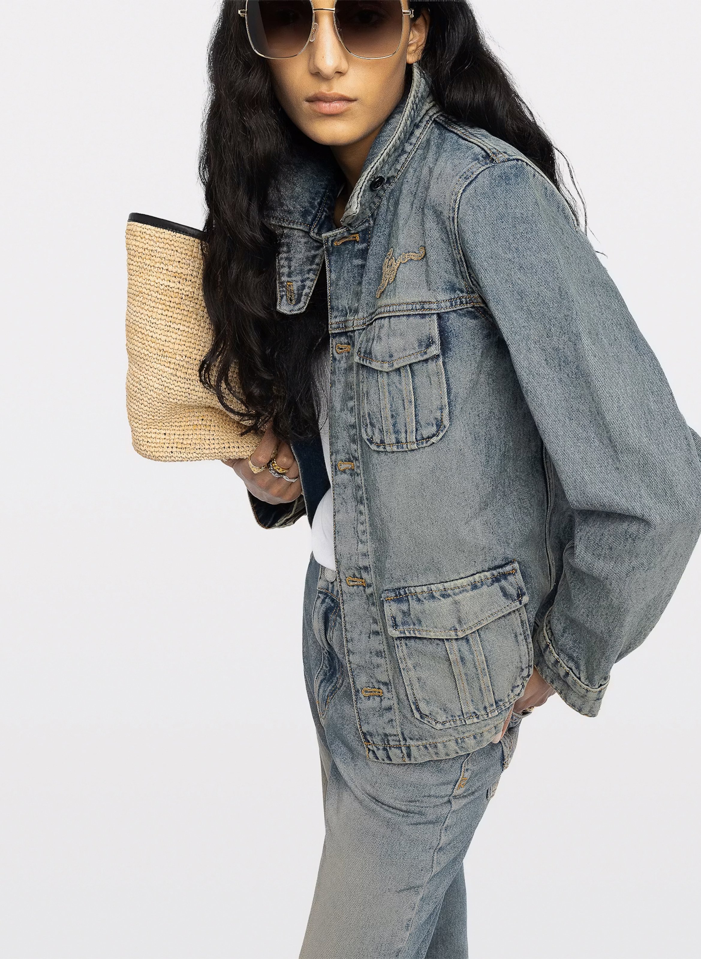 Veste droite col classique en coton lienna ZADIG&VOLTAIRE Bleu