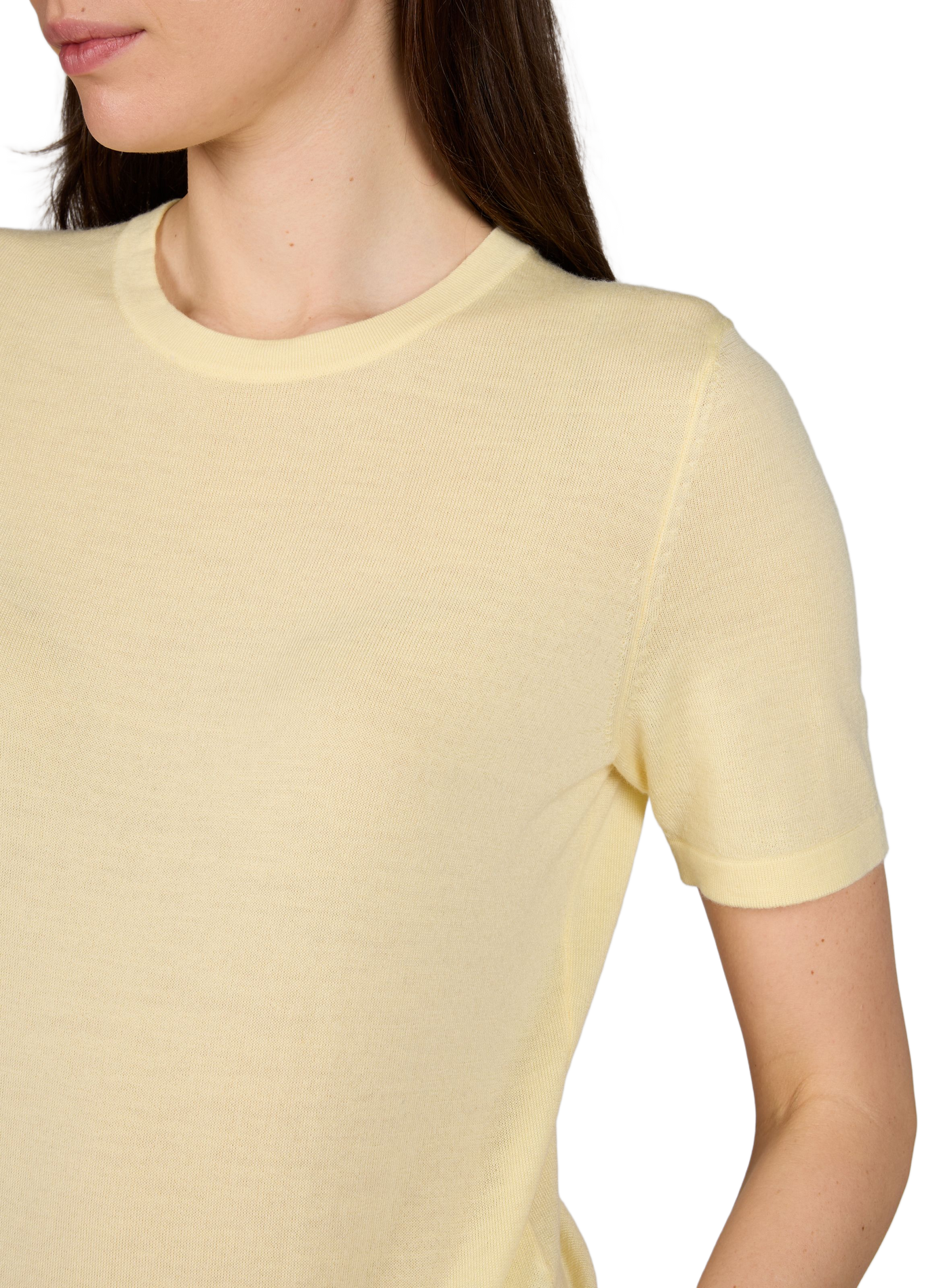 Pull col rond en laine mérinos AU PRINTEMPS PARIS Jaune