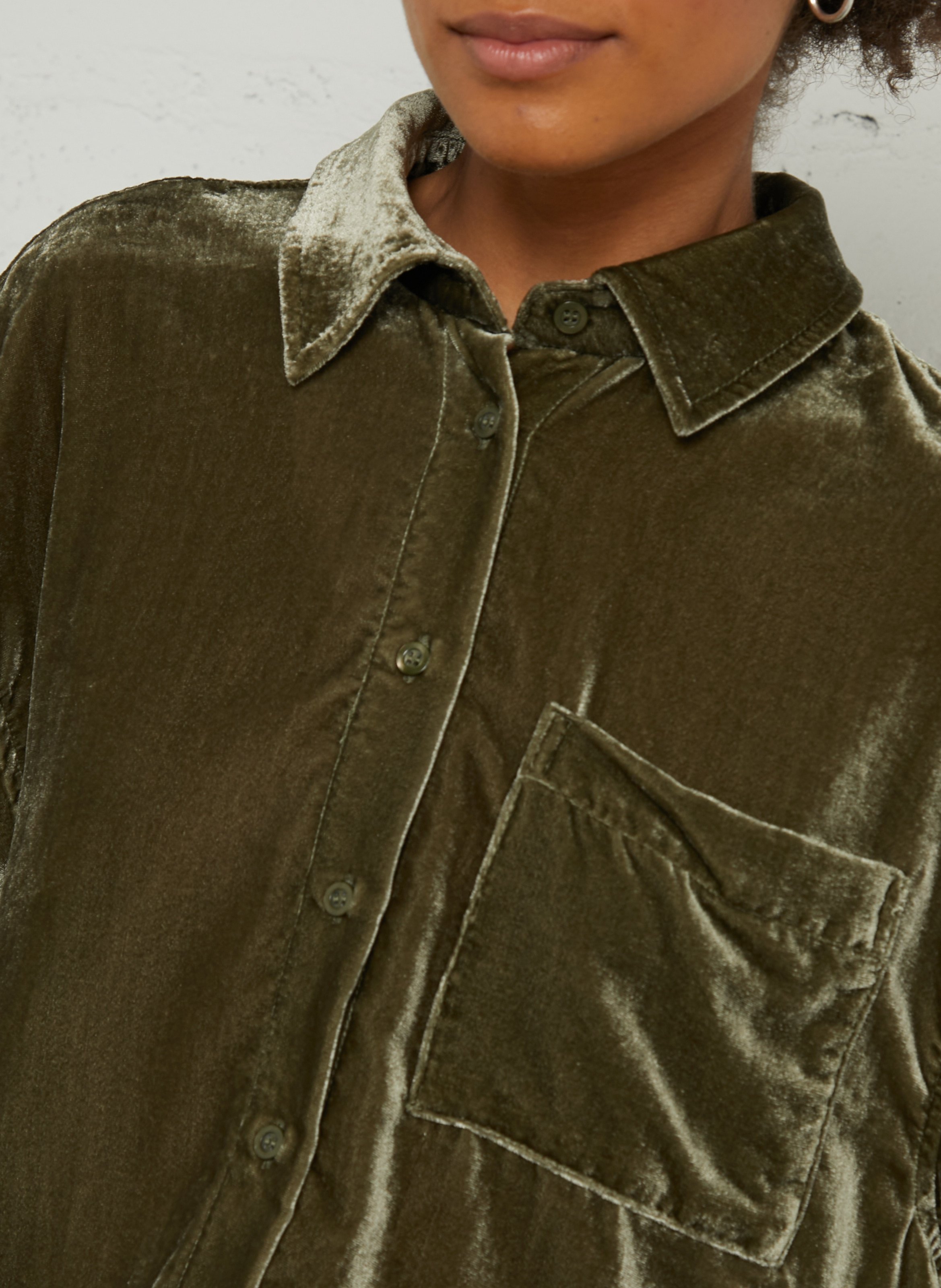 Chemise droite col classique en velours ankaz AMERICAN VINTAGE Marron