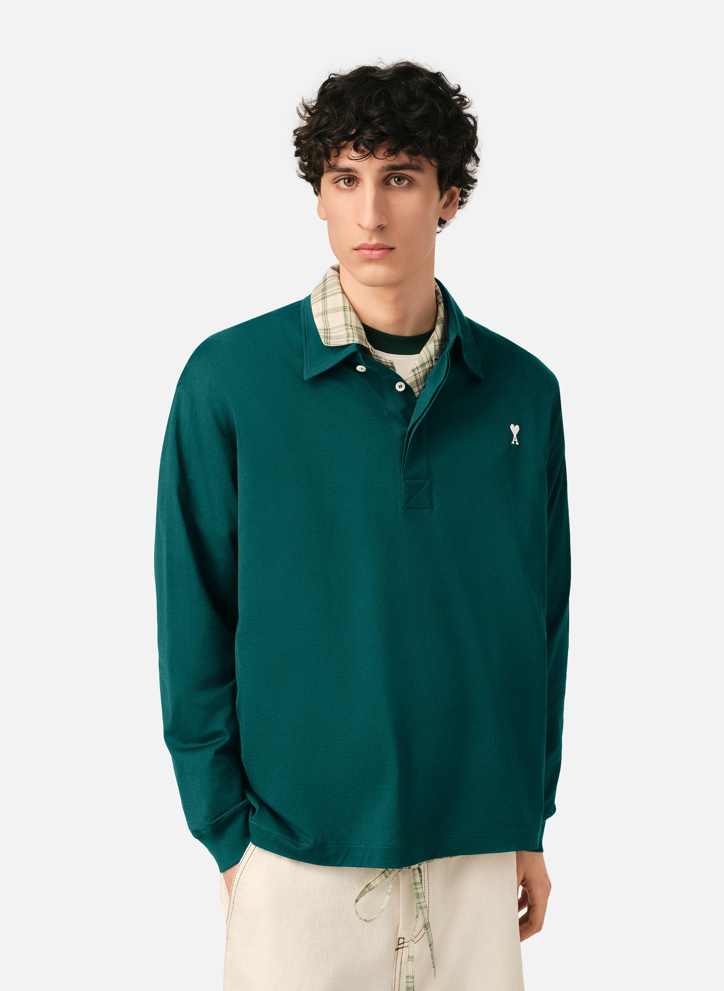 Polo ami de coeur en coton AMI PARIS Vert