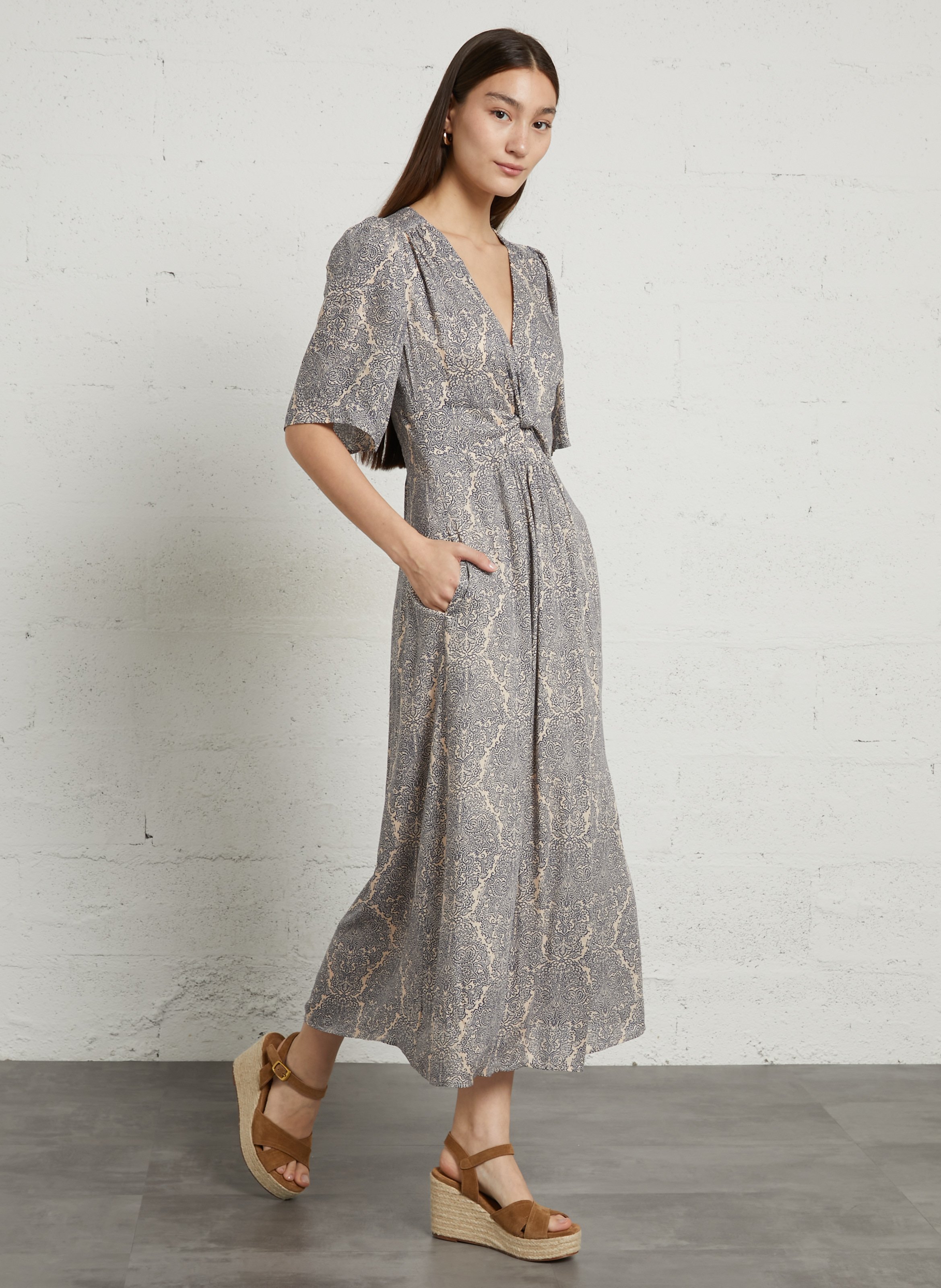 Robe longue imprimée love MAISON 123 Bleu