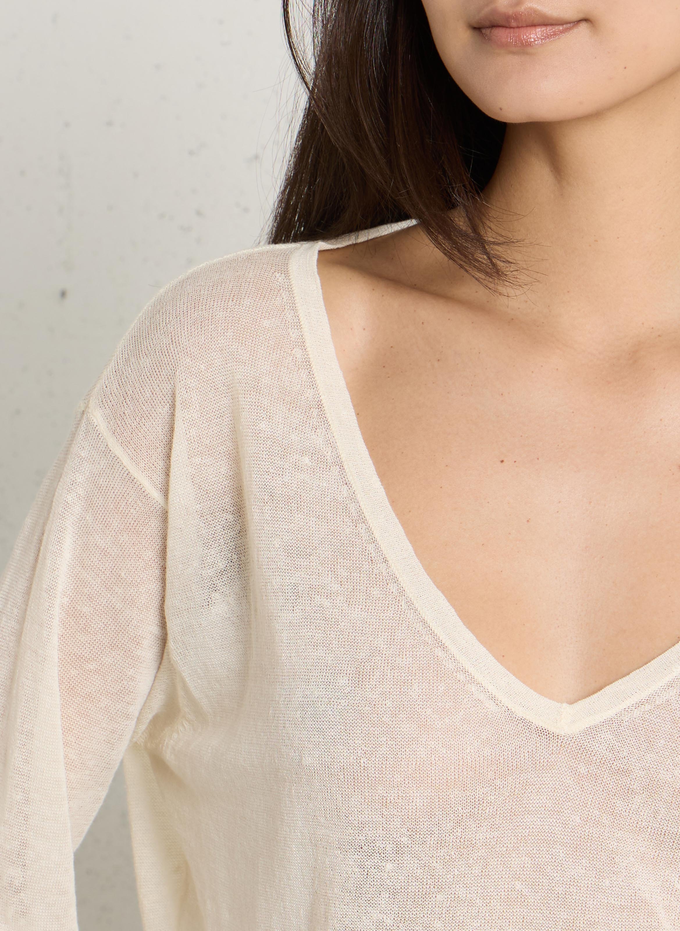 Pull en lin mélangé epaky AMERICAN VINTAGE Beige