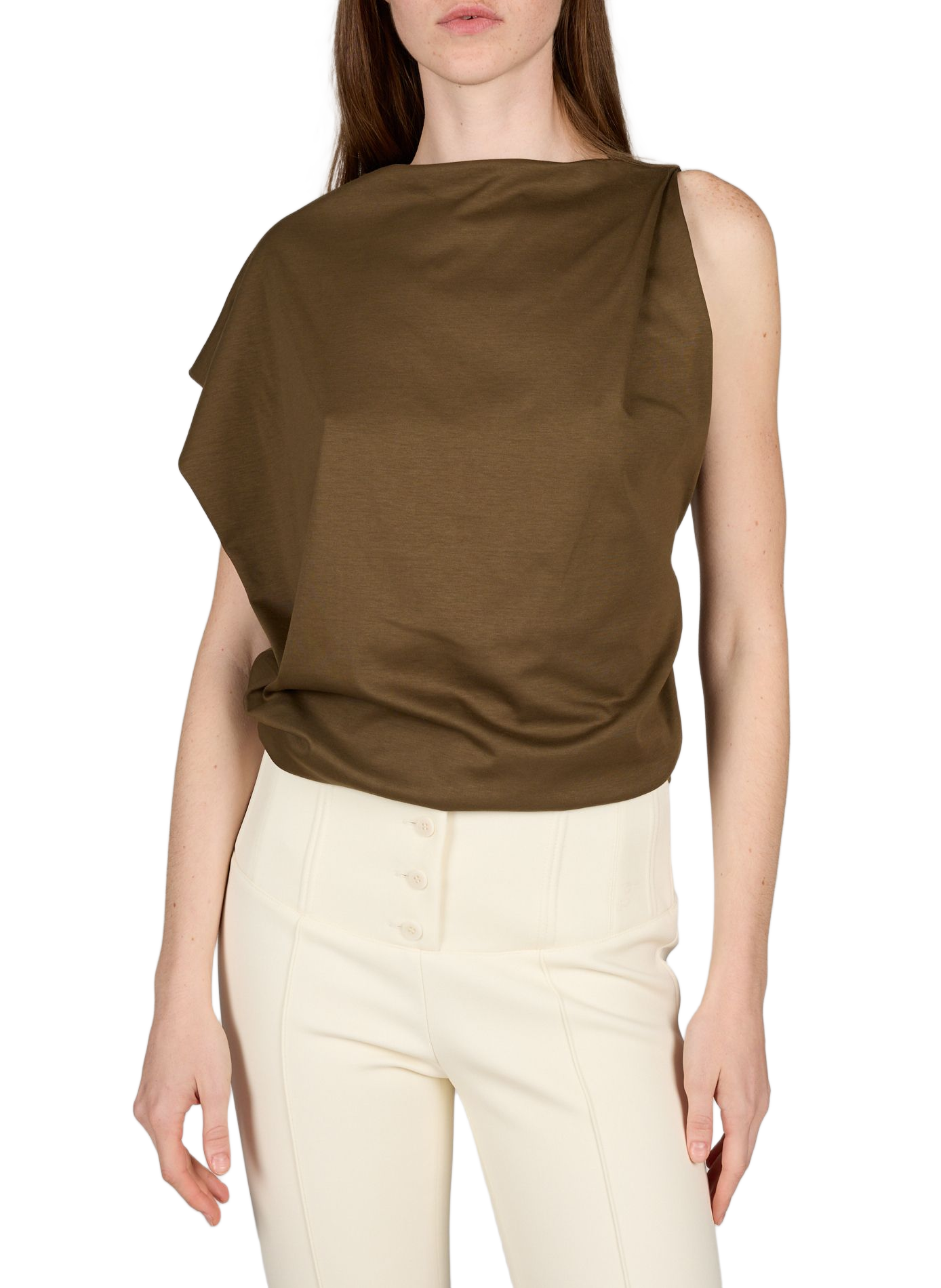 The high Cotton and Silk Drape JACQUEMUS Khaki