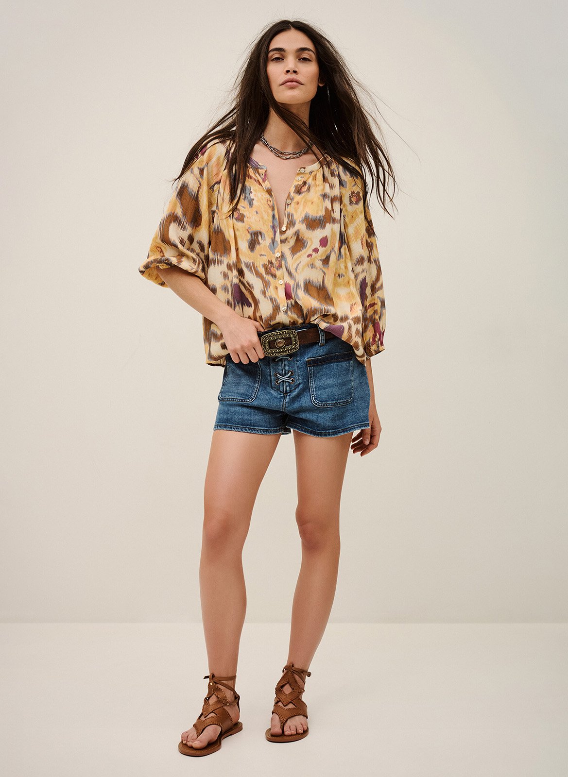 Blouse col rond imprimée maelle BA&SH Jaune