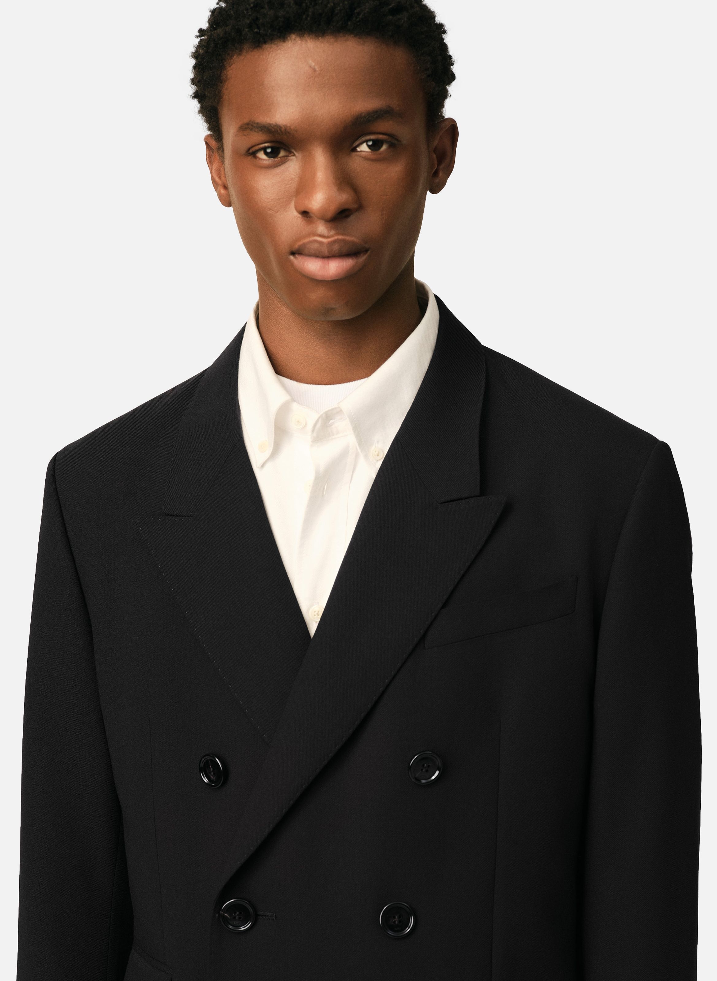 Veste droite double boutonnage en laine AMI PARIS Noir