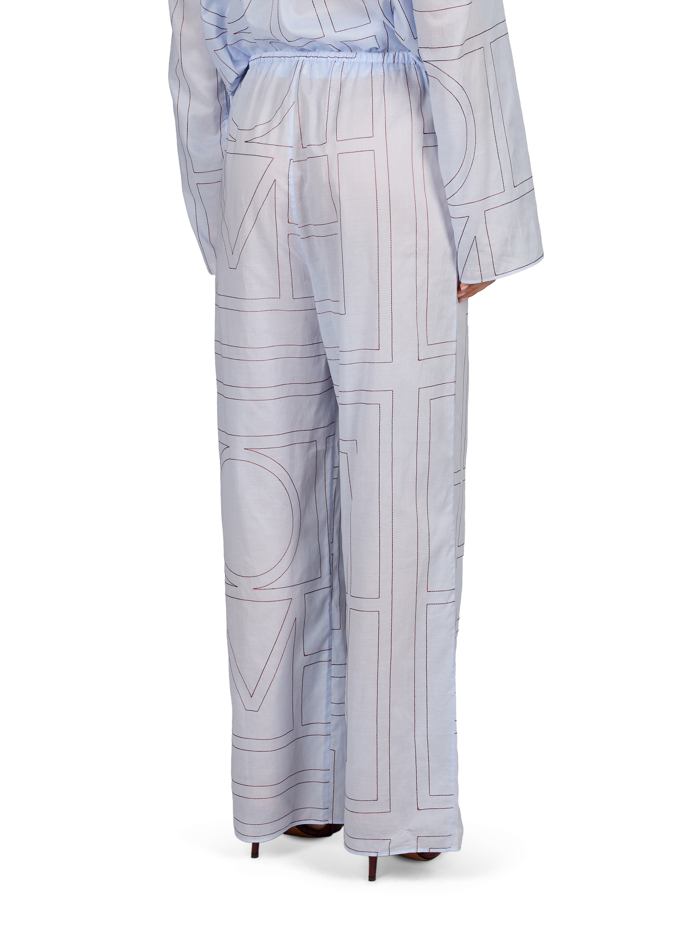 Pantalon droit en coton mélangé brodé TOTEME Bleu