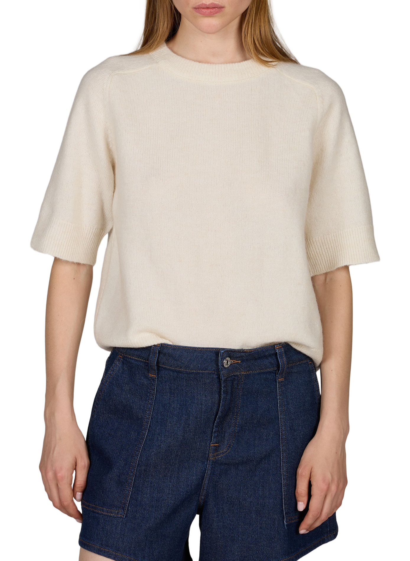 Oversized round neck sweater OBJECT Beige