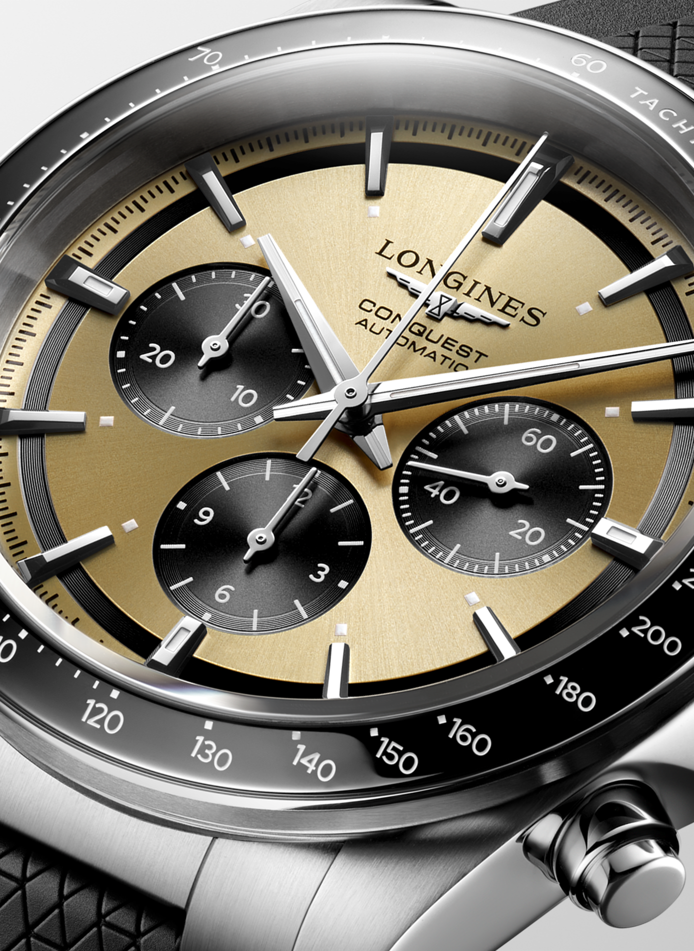 Montre atutomatique Conquest 2023 en caoutchouc LONGINES Marron