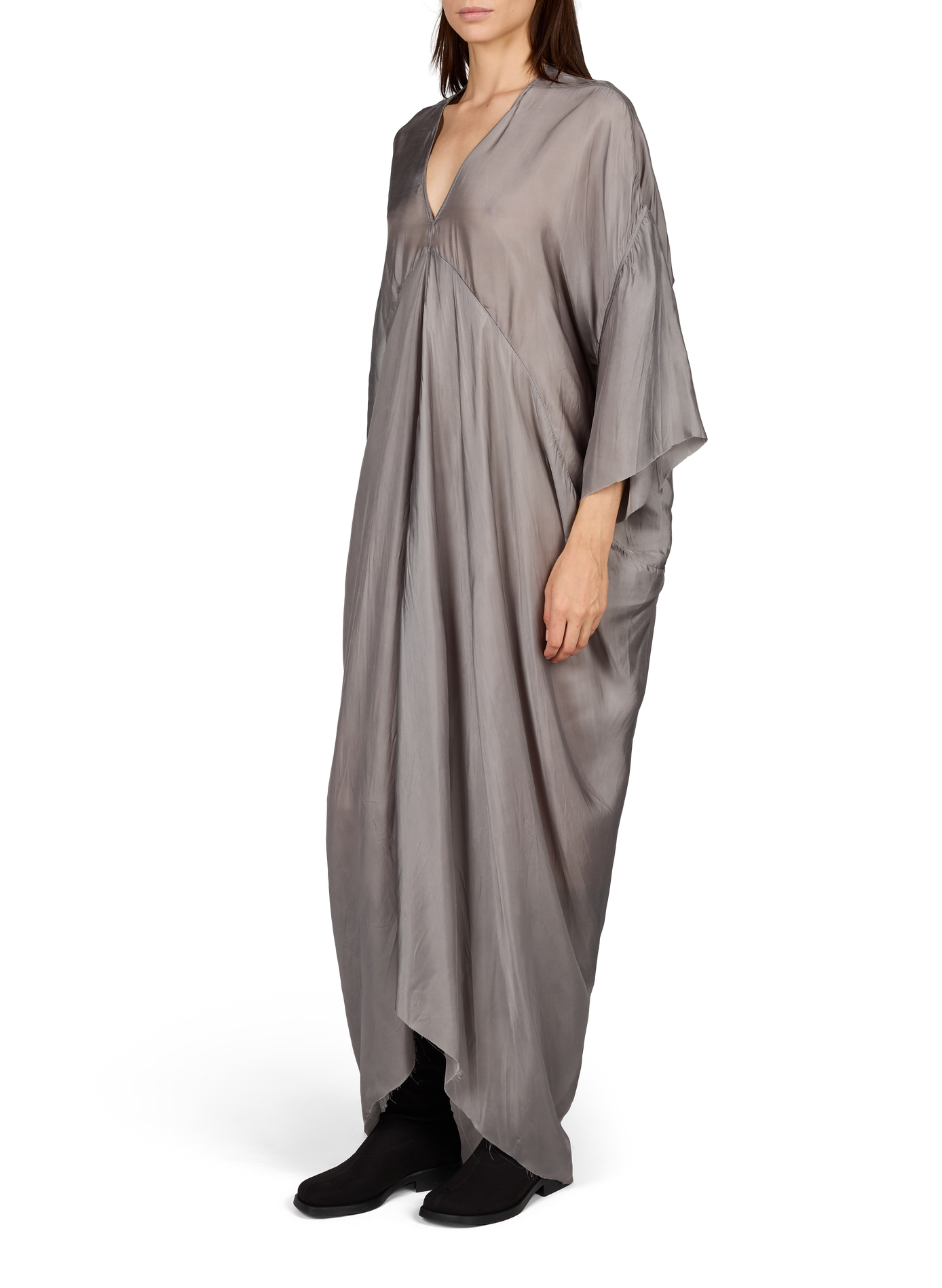 Asymmetric Satin Long Dress RICK OWENS Grey