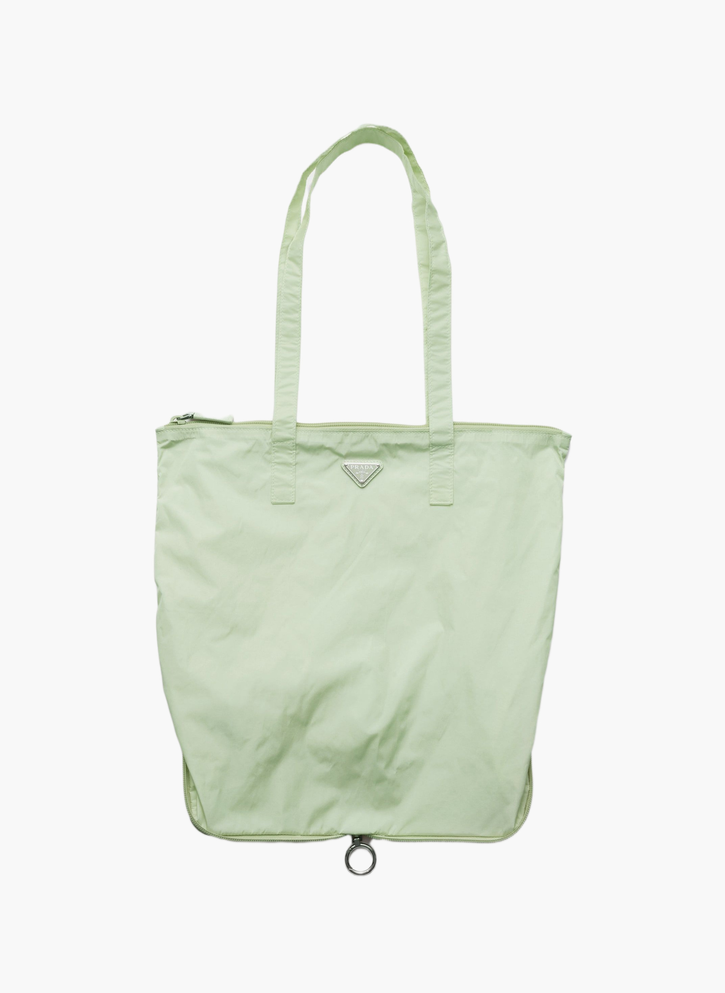 Pendentif en cuir saffiano avec sac cabas en re-ny PRADA Vert