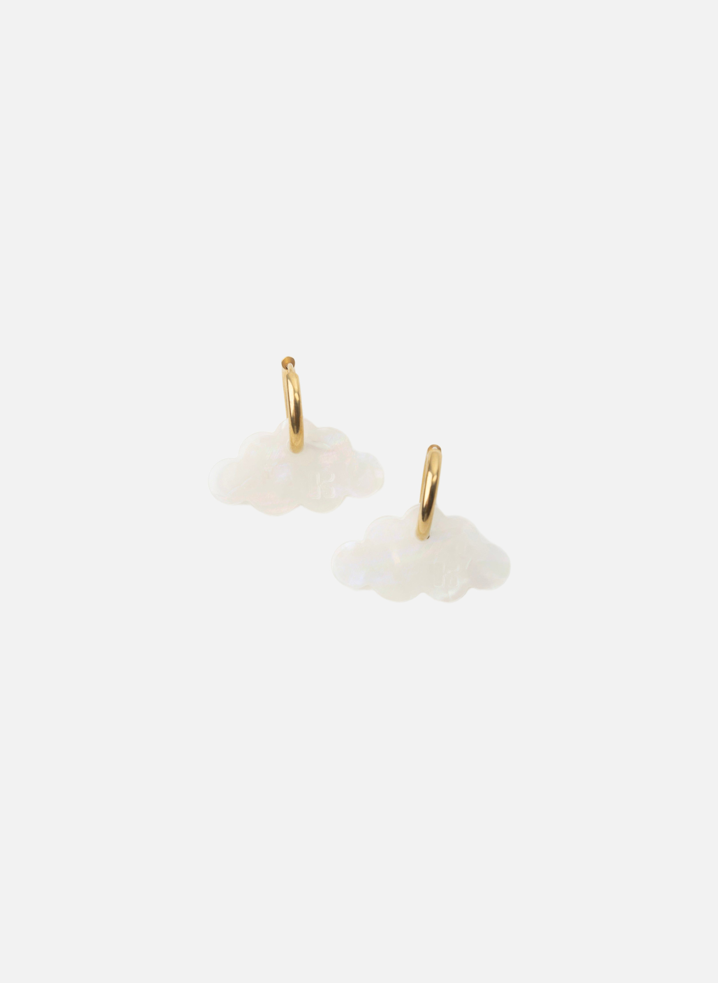Boucles d'oreilles nuage avec anneaux en acier inoxydable doré  Irisée