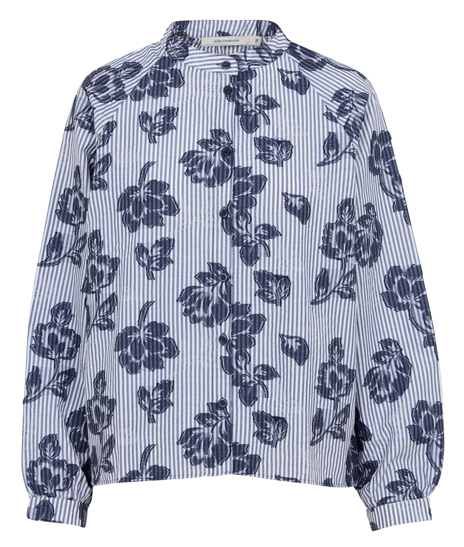 Gestreepte blouse met ronde hals van katoenmix LA FEE MARABOUTEE Blauw