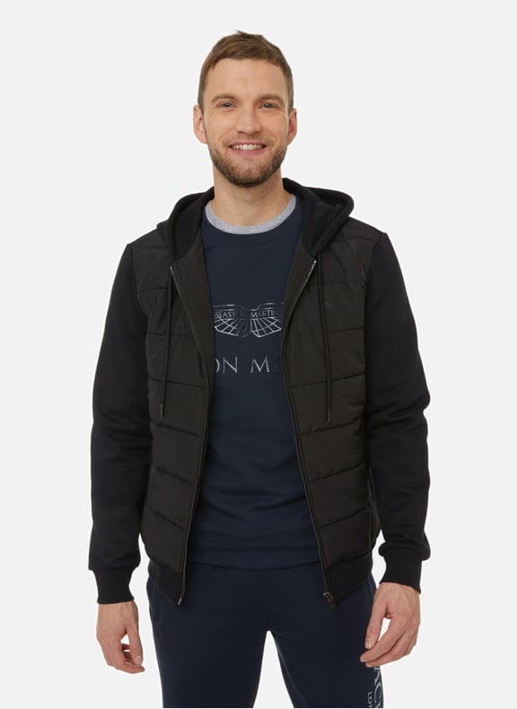 Hooded jacket with padded panels Black by HACKETT HACKETT Hooded jacket with padded panels Black