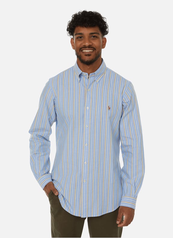 Chemise droite ray e en coton Jaune