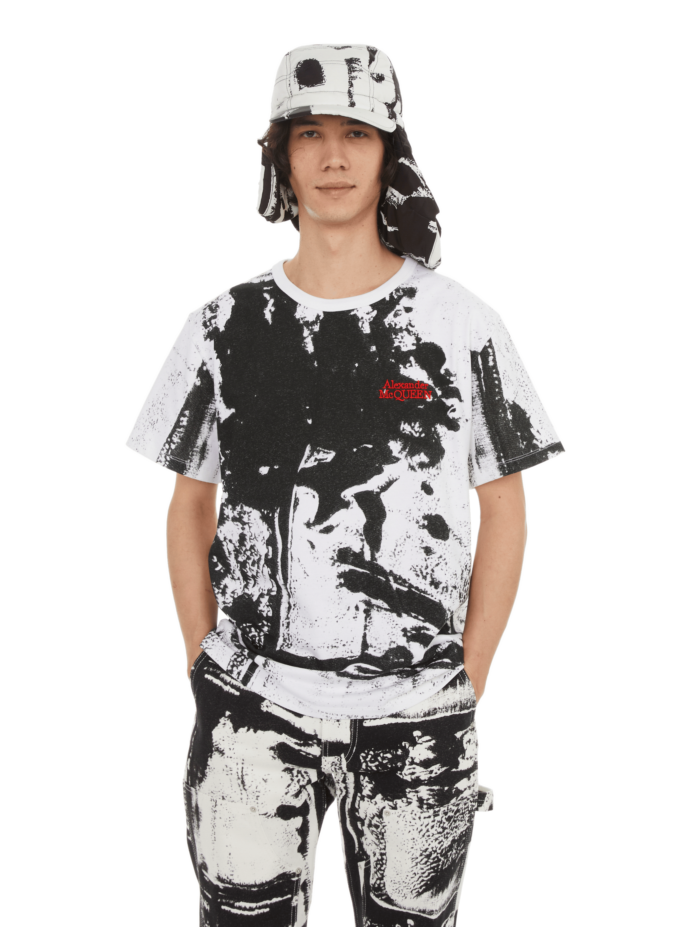 T-shirt Alexander McQueen Marron - Imprimé Graphique - Taille L Homme - Coton, Neuf Avec étiquettes
